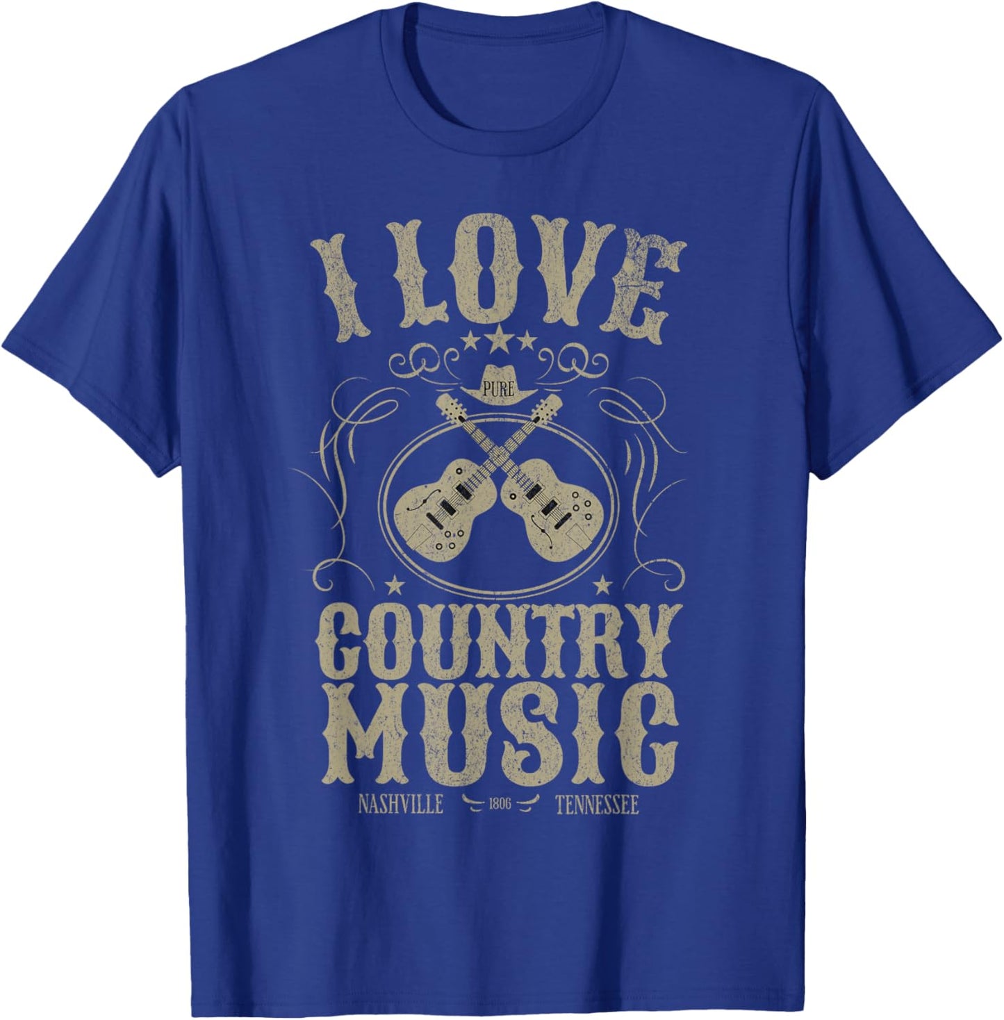 I Love Country Music Concert Nashville Tennessee Vintage T-Shirt - T-Shirt | Royal
