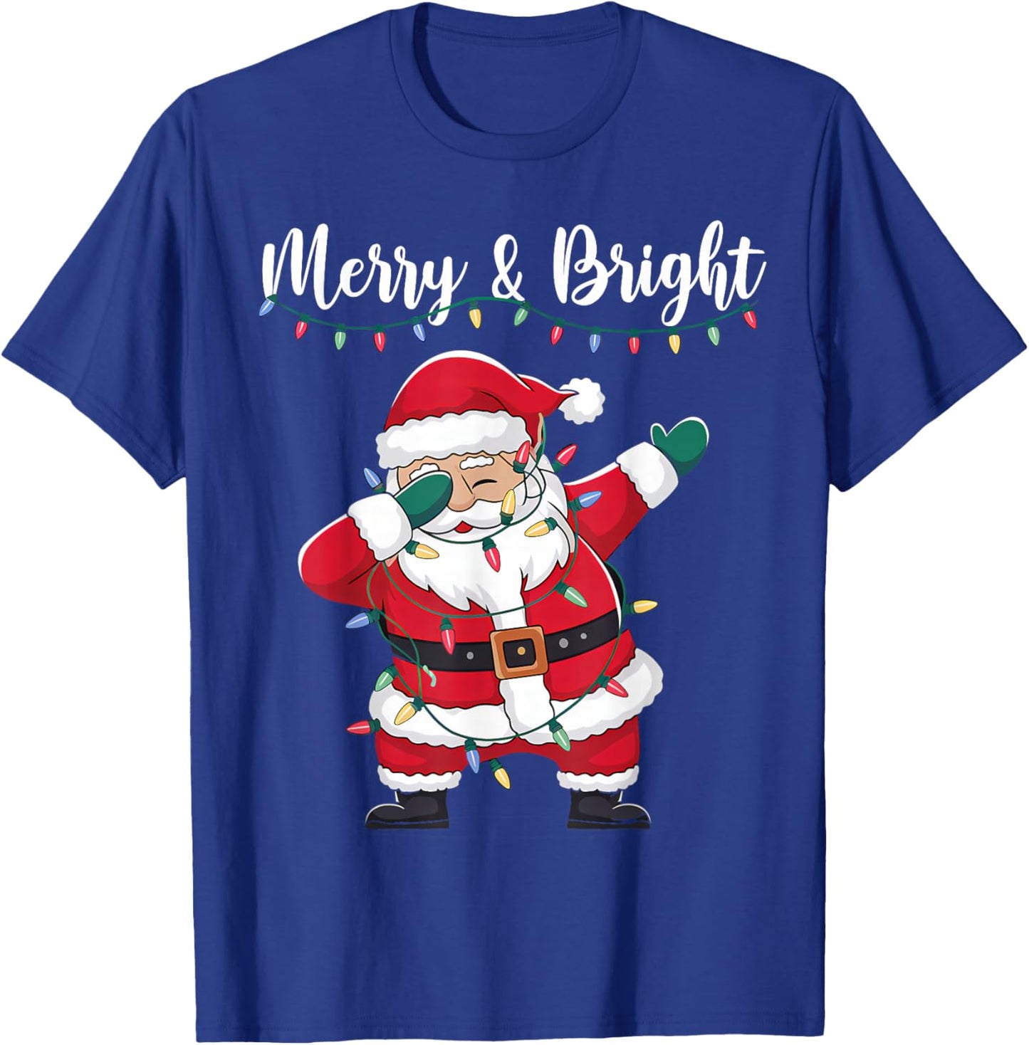 Merry & Bright Funny Dabbing Santa Christmas Men Women Kids T-Shirt - T-Shirt | Royal