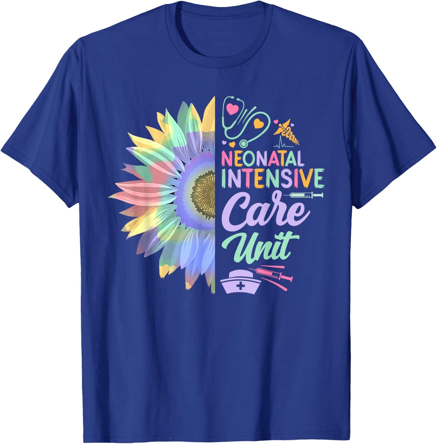 Neonatal Intensive Care Unit Funny Nurse Sun Flowers T-Shirt - T-Shirt | Royal