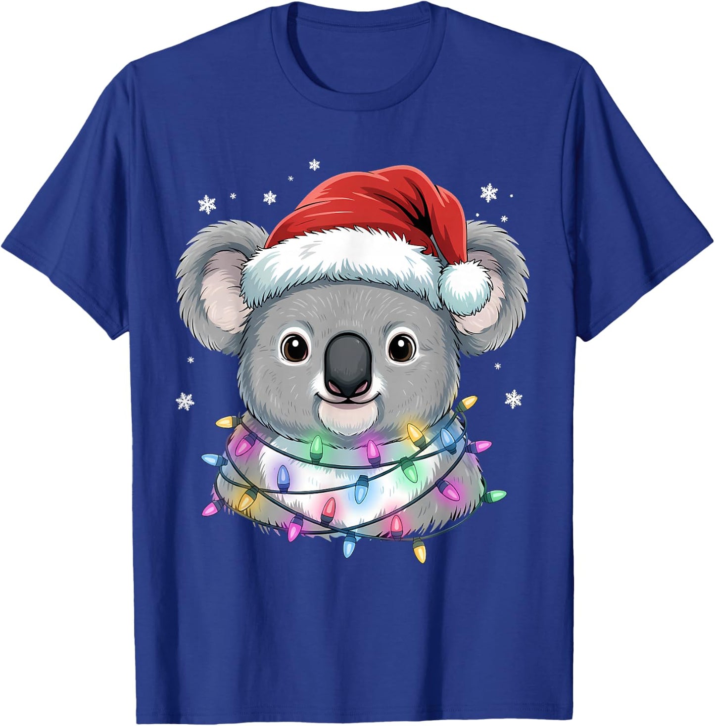 Christmas Lights Koala Santa Hat Cute Xmas Pajamas T-Shirt - T-Shirt | Royal