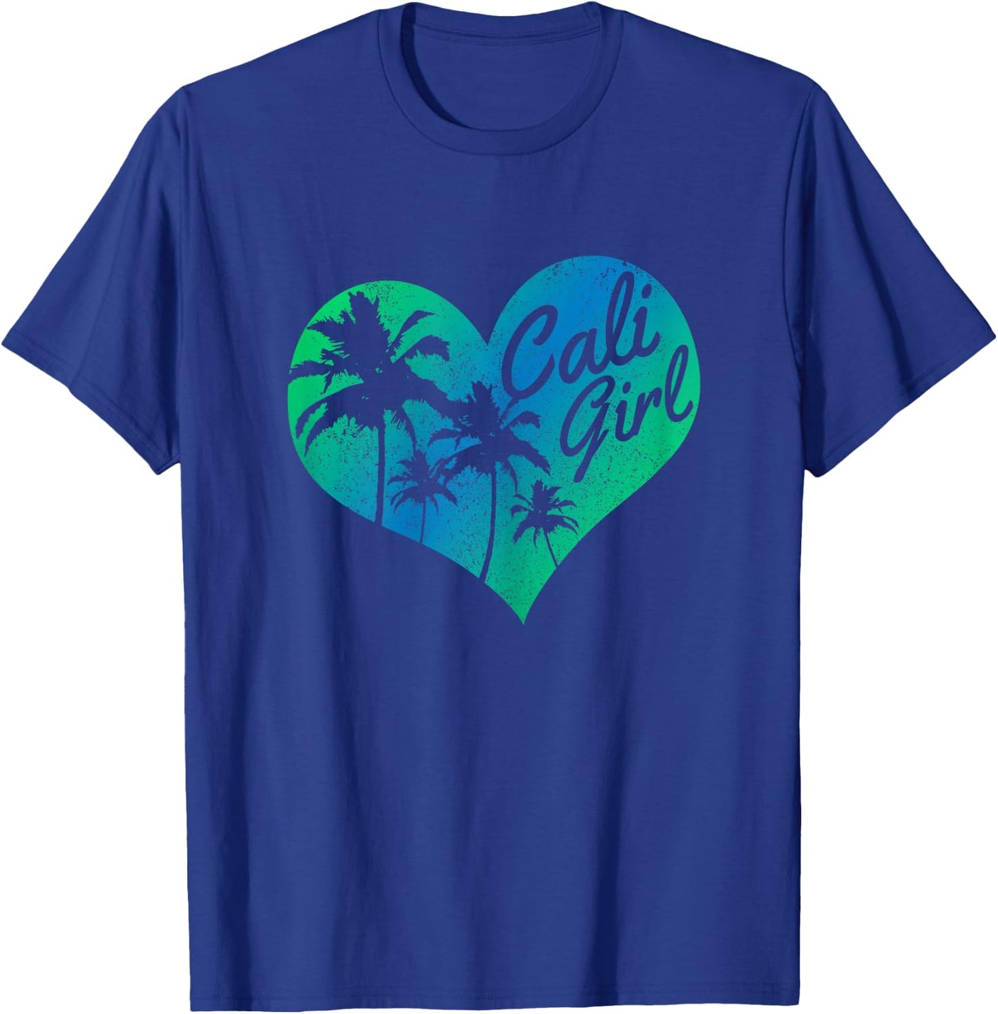 Cali Girl - Vintage California Heart Palm Trees Summer Gift T-Shirt - T-Shirt | Royal