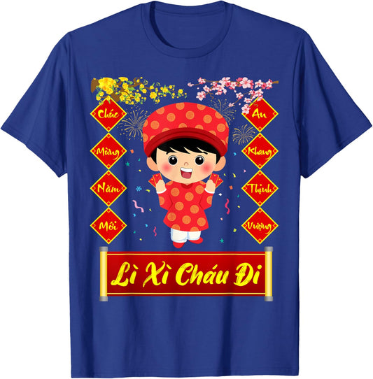 Li Xi Chau Di Happy Lunar New Year 2025 Vietnamese Boy T-Shirt - T-Shirt | Royal