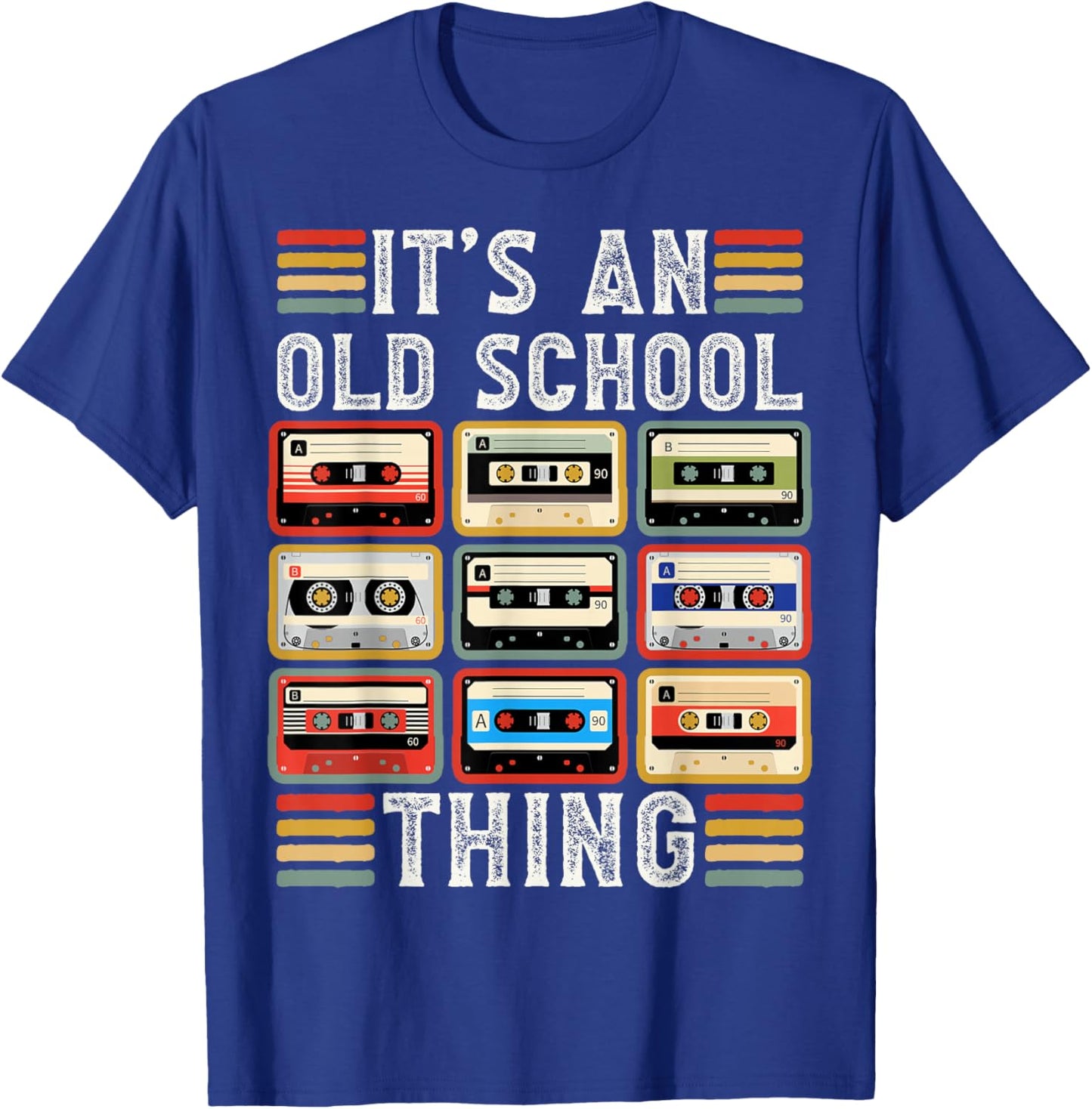 Retro Cassette Tape Music 80s 90s Men Women Boys T-Shirt - T-Shirt | Royal