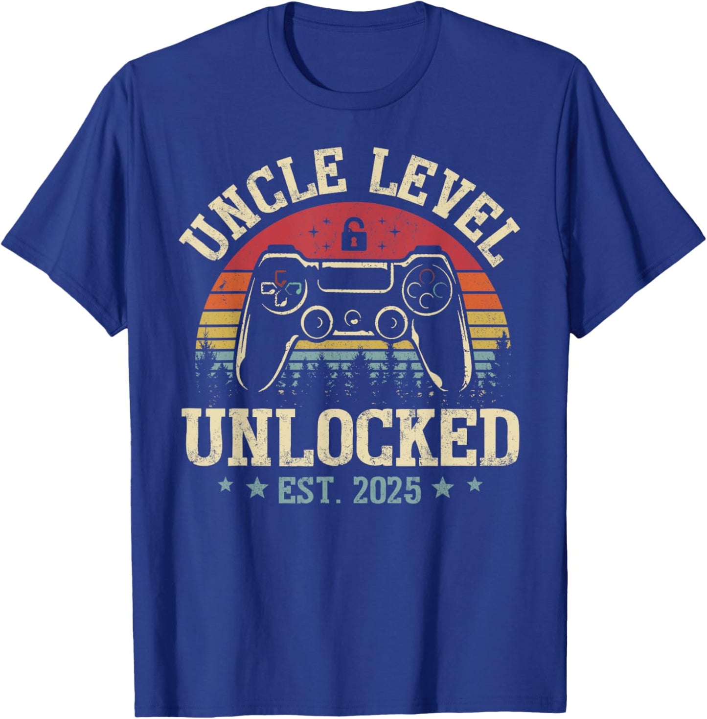 Vintage Uncle Level Unlocked Leveling Up To Uncle Est. 2025 T-Shirt - T-Shirt | Royal