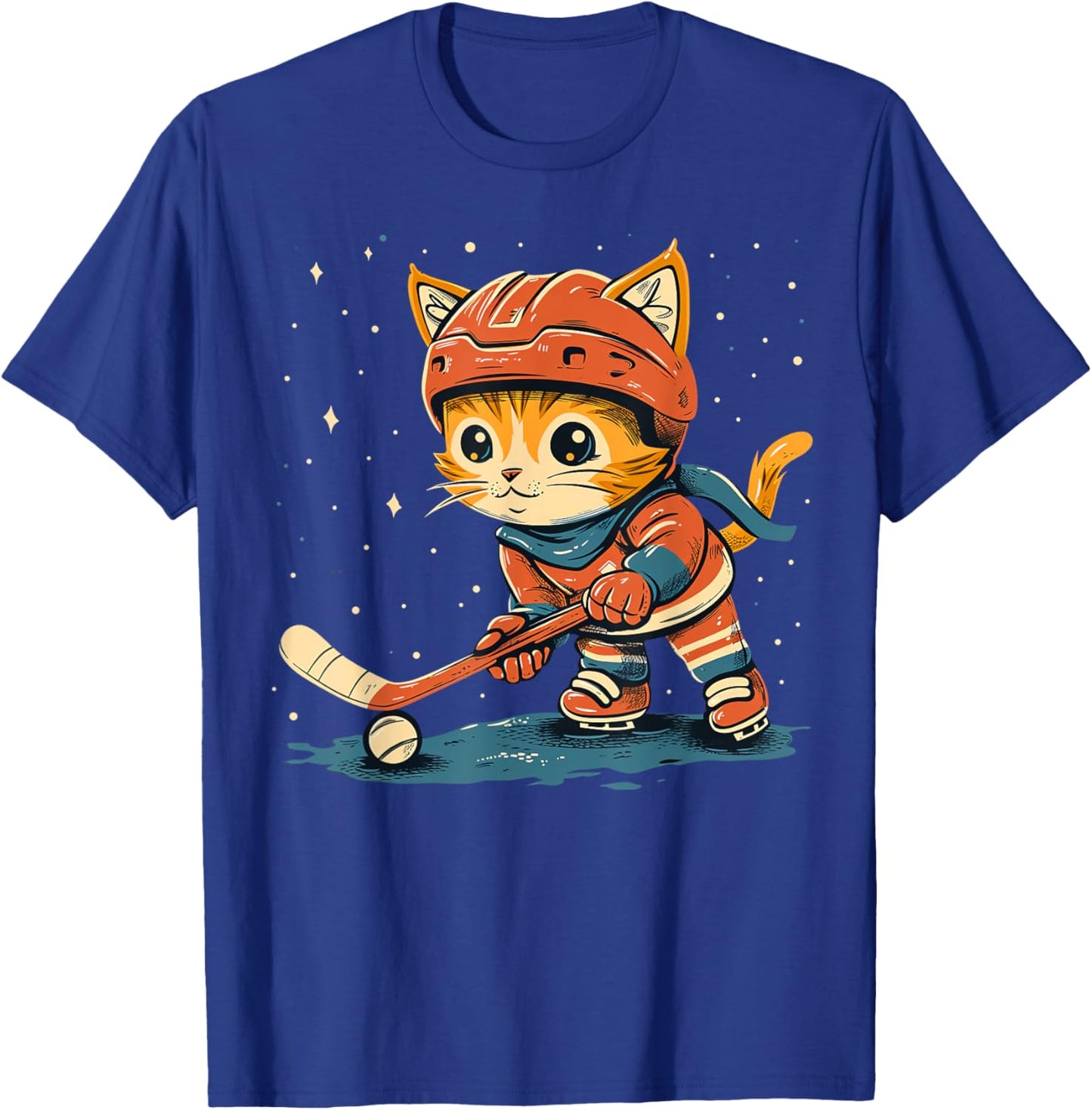 Ice Hockey player Cat on Ice Hockey Women Kids T-Shirt - T-Shirt | Royal