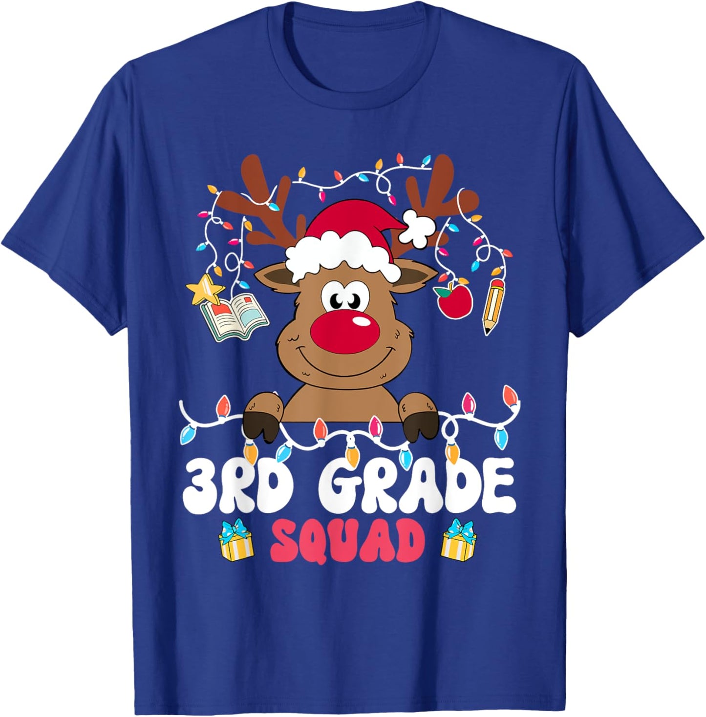 3rd Grade Squad Reindeer Christmas Third Grade Teacher Xmas T-Shirt - T-Shirt | Royal