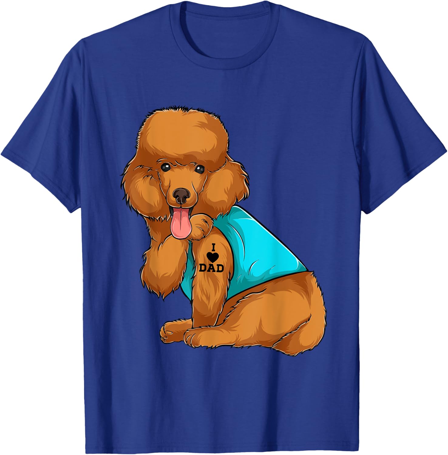 Poodle I Love Dad Tattoo Apparel, Dog Dad Gifts Dads Women T-Shirt - T-Shirt | Royal