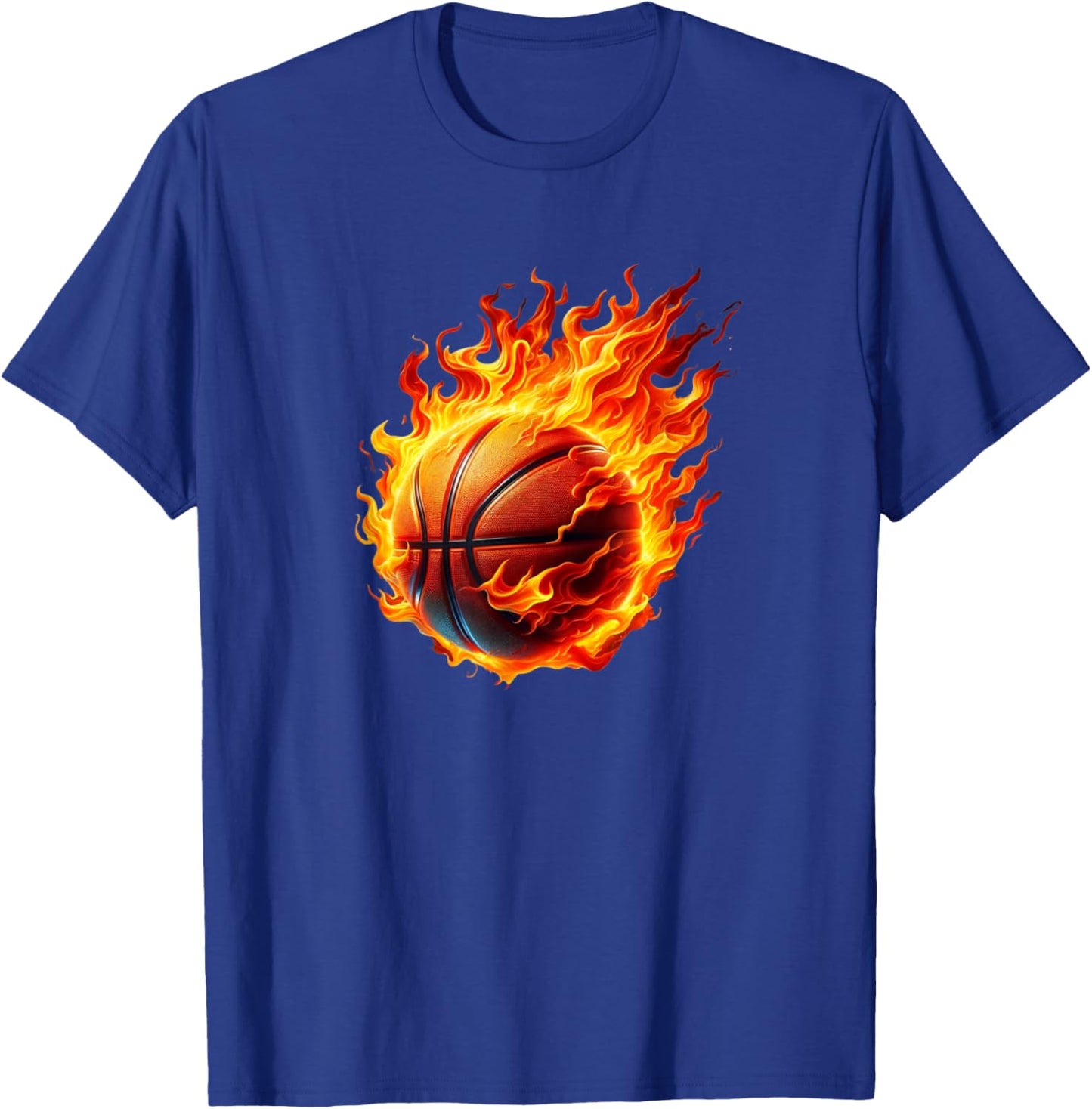 Flames Basketball Fire Basketball Jersey Fire Graphic T-Shirt - T-Shirt | Royal