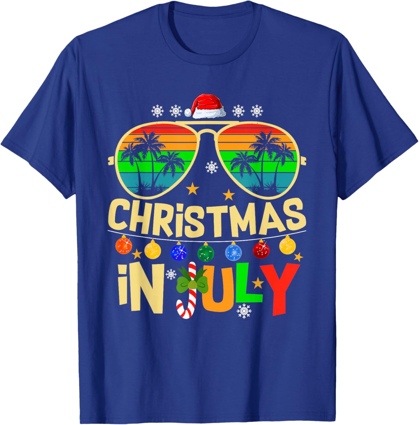 Santa Claus Sunglasses Beach Christmas in July Men Women Kid T-Shirt - T-Shirt | Royal