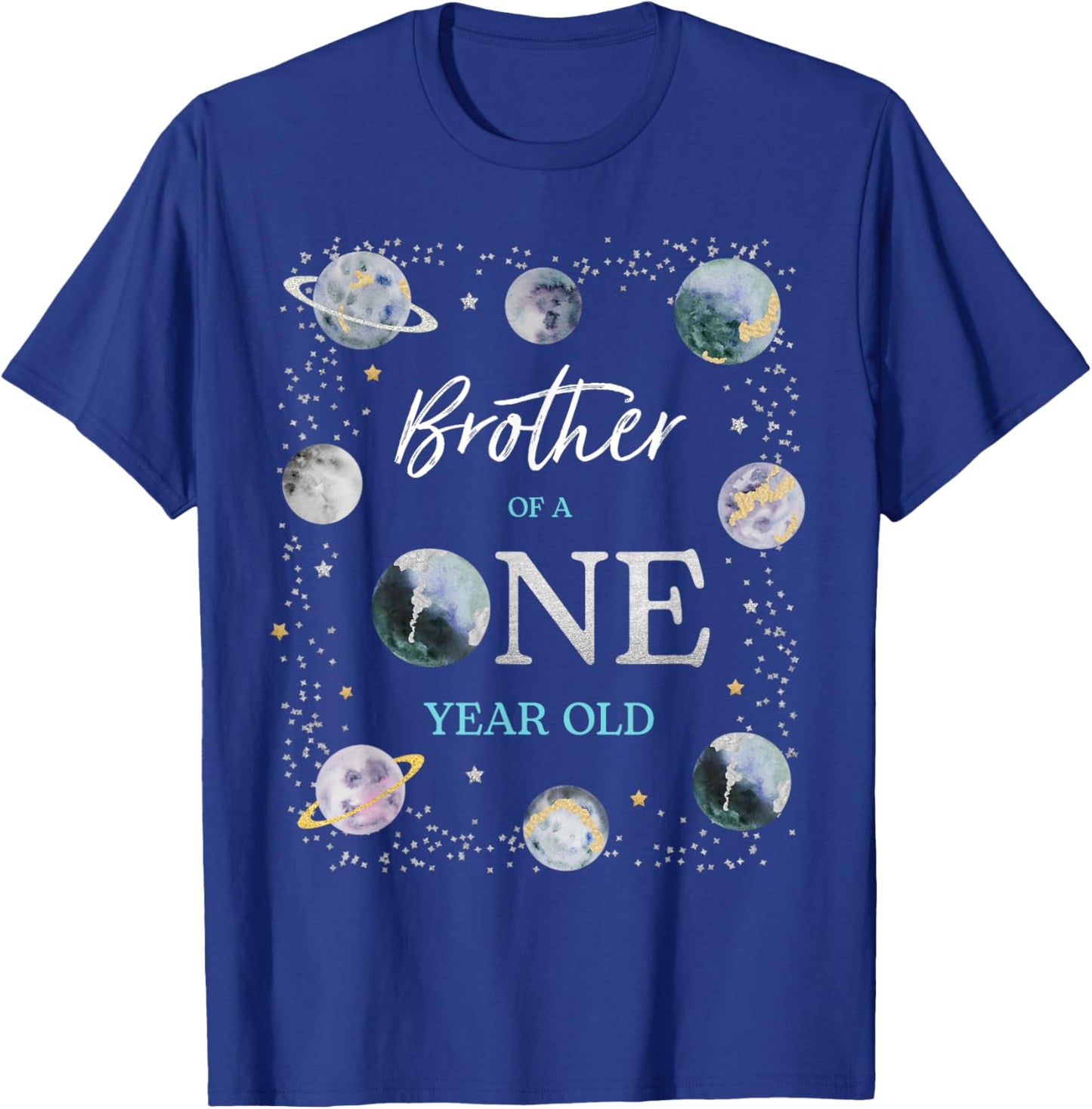 Brother Houston We Have A One Year Old Space Theme Birthday T-Shirt - T-Shirt | Royal