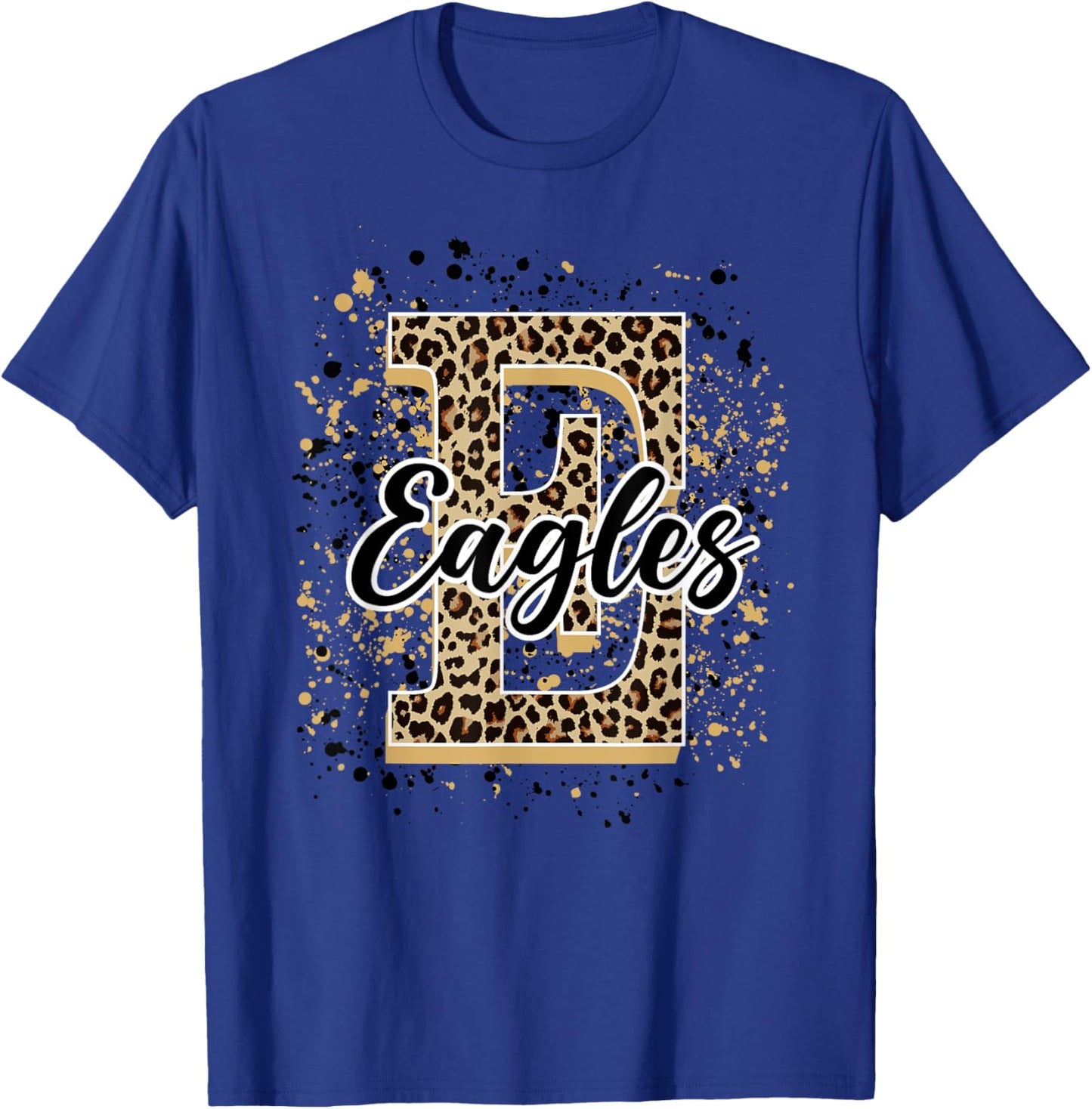 Eagles Splatter School Spirit Eagle Pride Gold Black Eagles T-Shirt - T-Shirt | Royal
