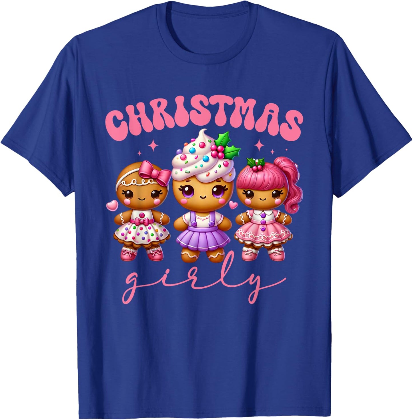 Pink Cute Gingerbread Christmas Girly Pajama Outfits T-Shirt - T-Shirt | Royal