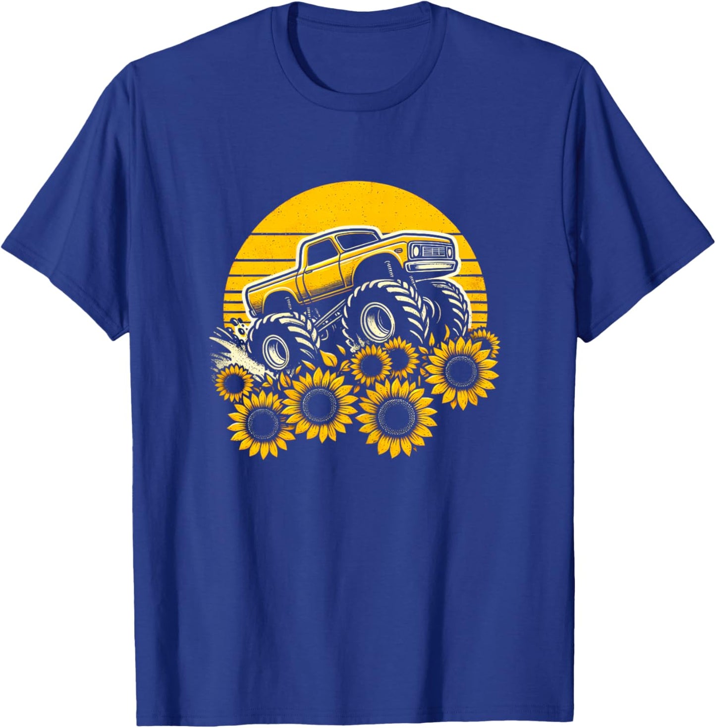 Happy Mother's Day Toddler Sunflower Monster Truck Kids Boys T-Shirt - T-Shirt | Royal