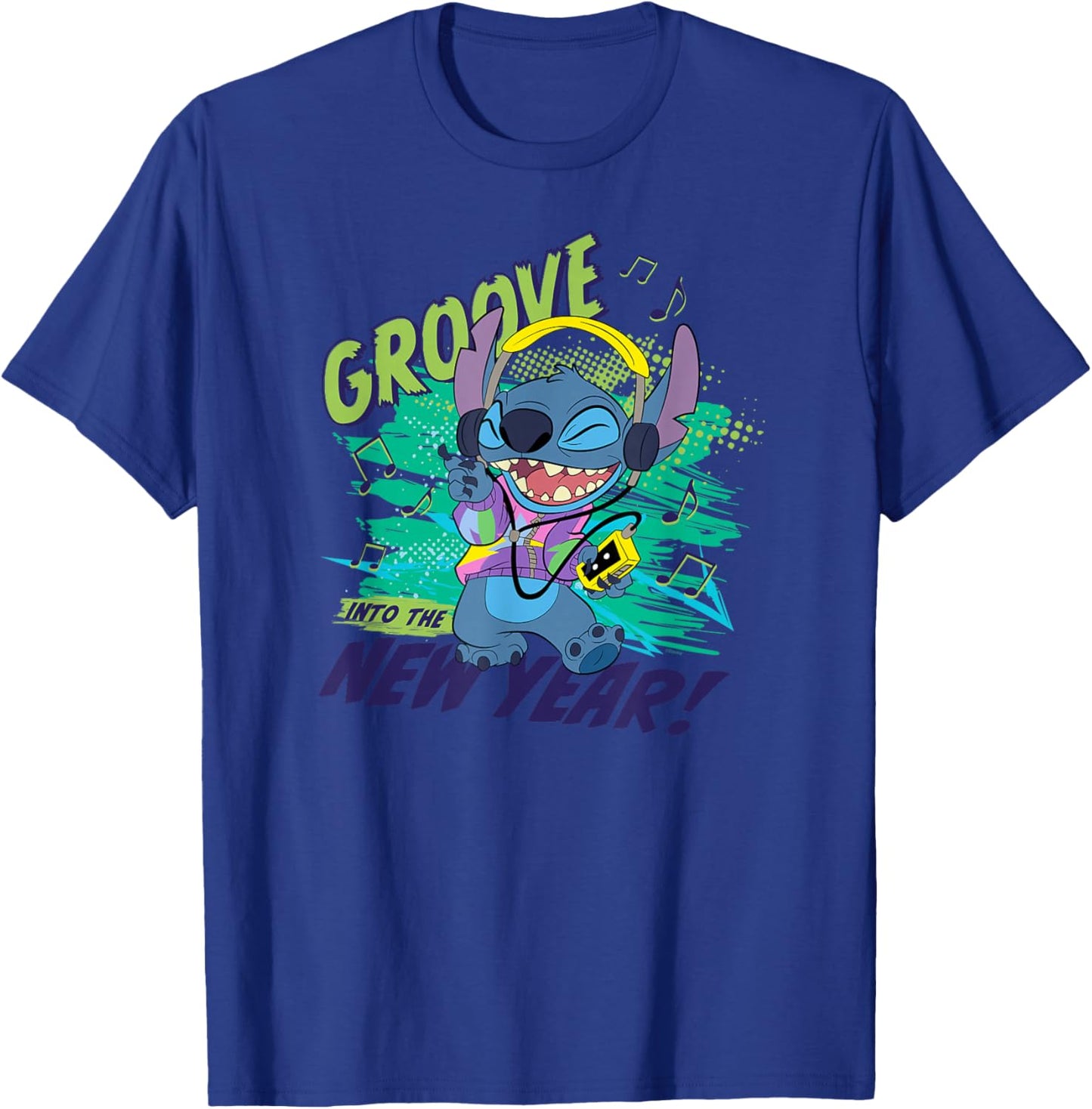 Disney Stitch Groove into the New Year ‘80s Retro Style T-Shirt - T-Shirt | Royal