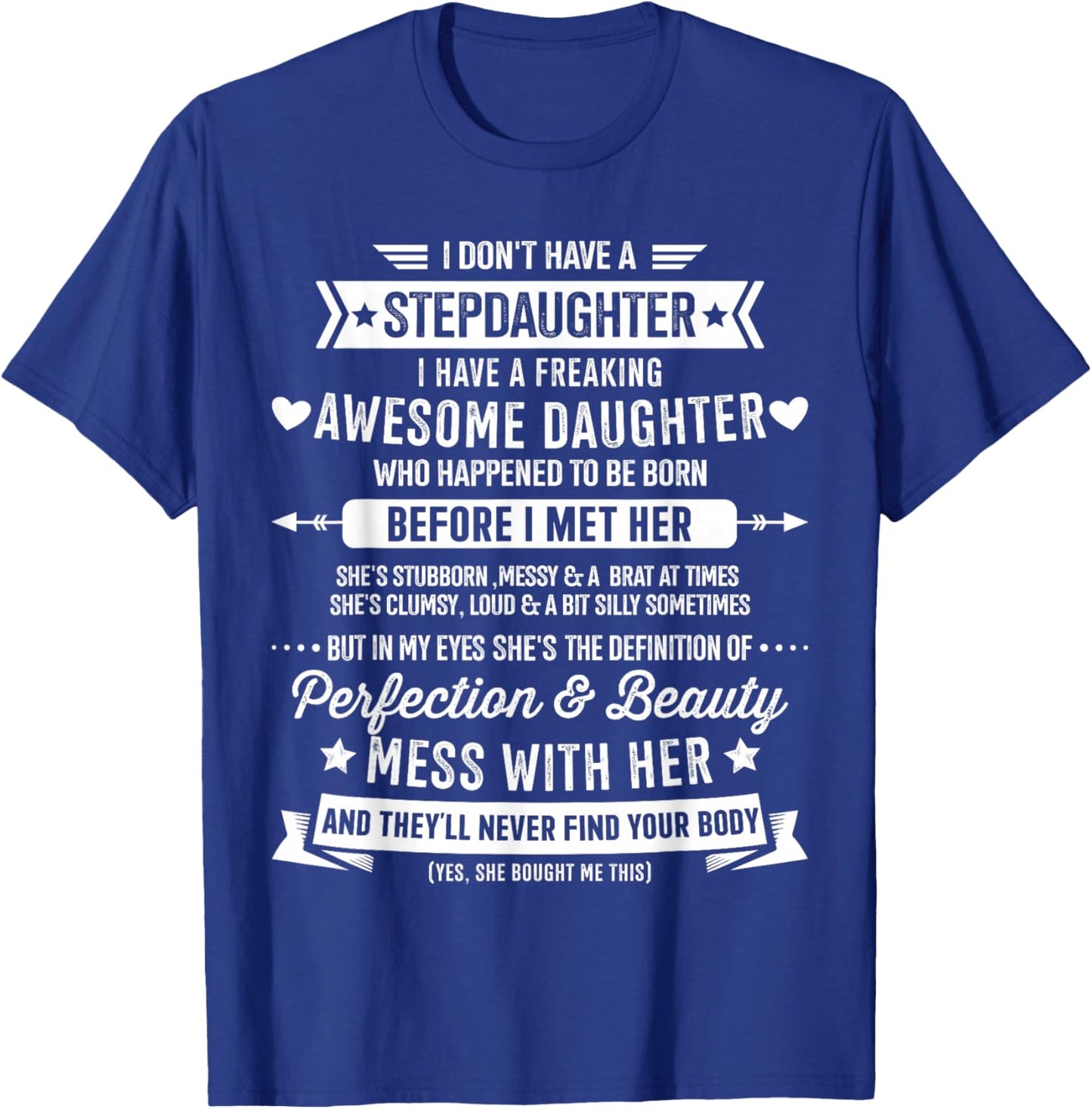 Awesome Stepdaughter for Step Bonus dad Fathers Day Birthday T-Shirt - T-Shirt | Royal
