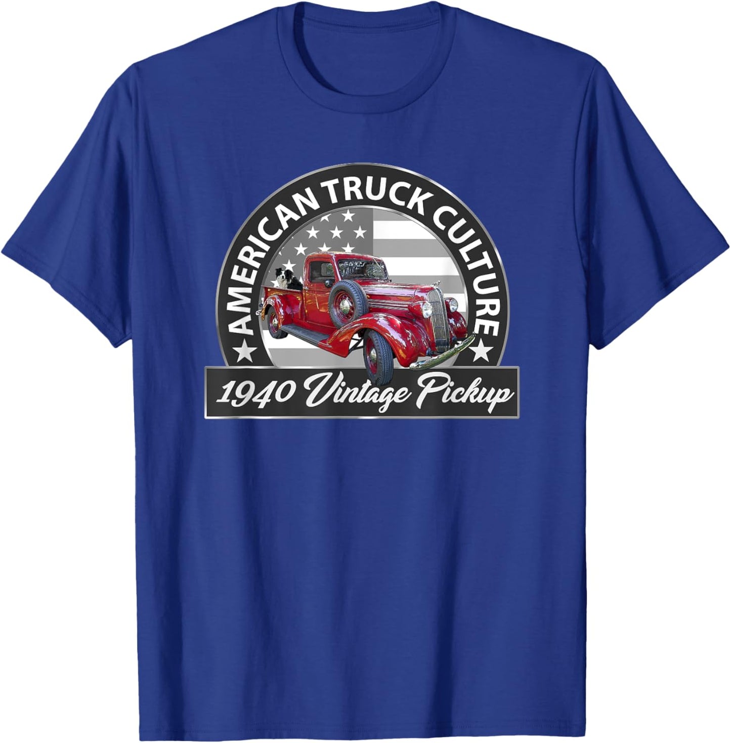 1940 Vintage Red Pickup Truck, Vintage Pre-war Era, Car Guys T-Shirt - T-Shirt | Royal