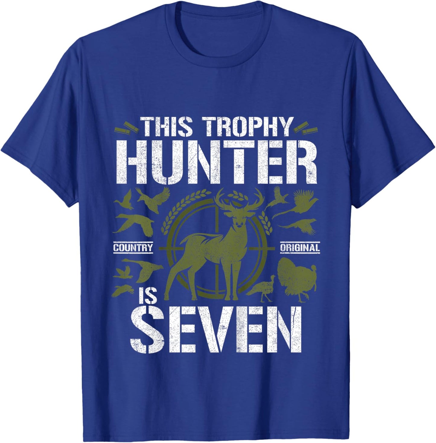 7 Year Old Hunting Birthday Party Duck Deer Hunter 7th Gift T-Shirt - T-Shirt | Royal