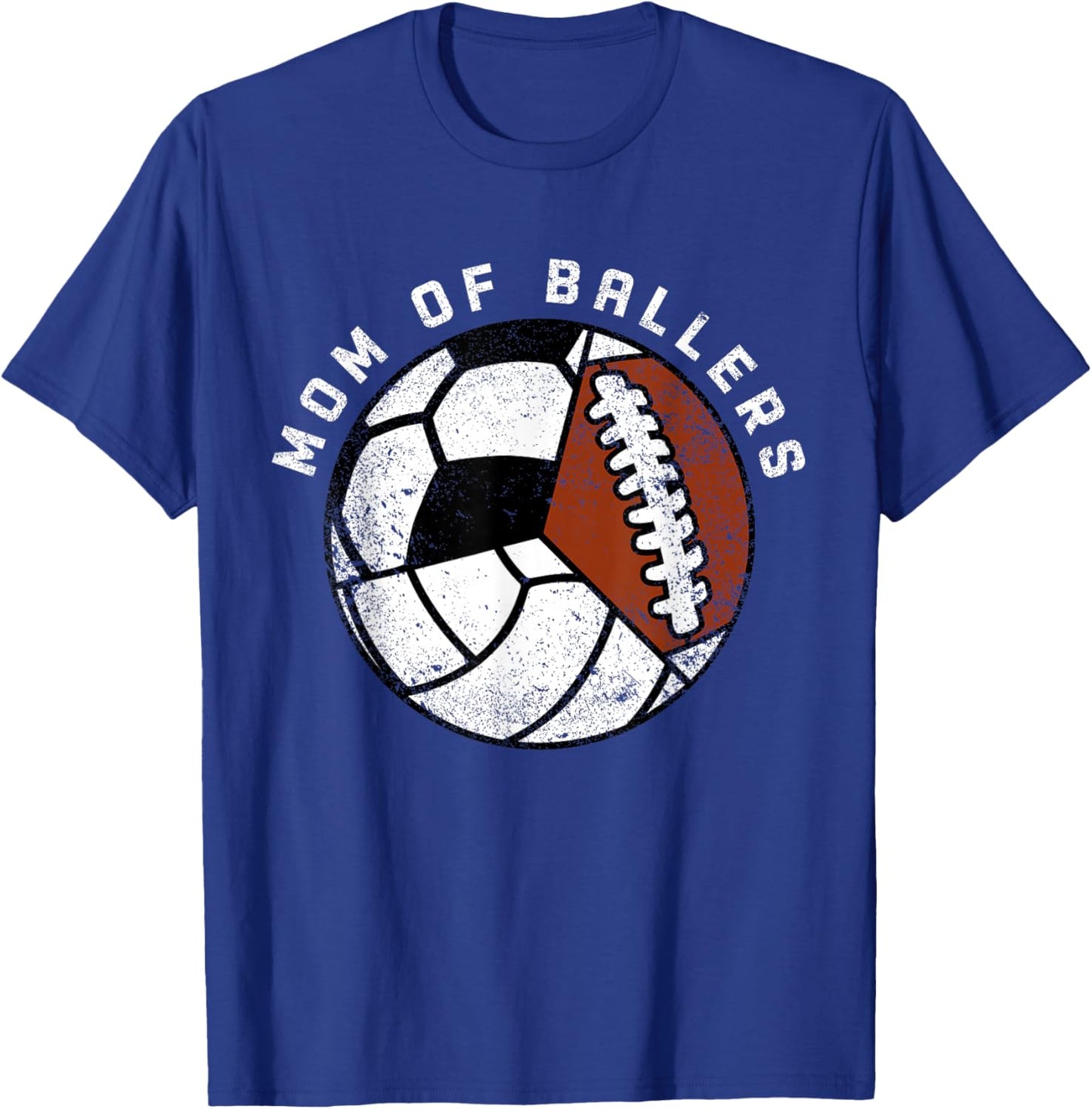 Mom Of Ballers Funny Volleyball Soccer Football Mom T-Shirt - T-Shirt | Royal