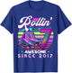 Roller Skating 7th Birthday Girls Rollin into 7 Awesome 2017 T-Shirt - T-Shirt | Royal