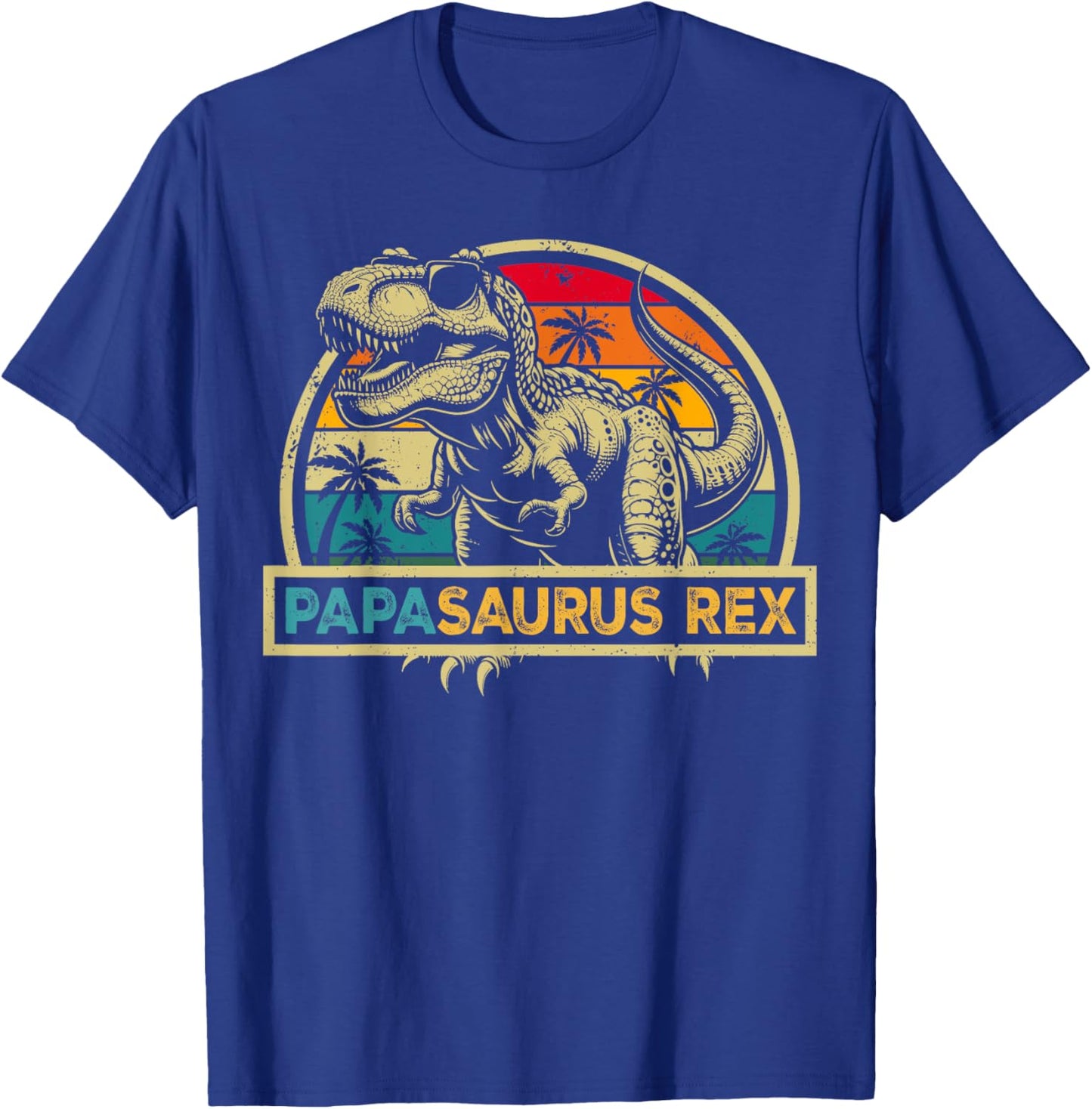 Papasaurus Rex TRex Dinosaur Papa Saurus Rex Family Matching T-Shirt - T-Shirt | Royal