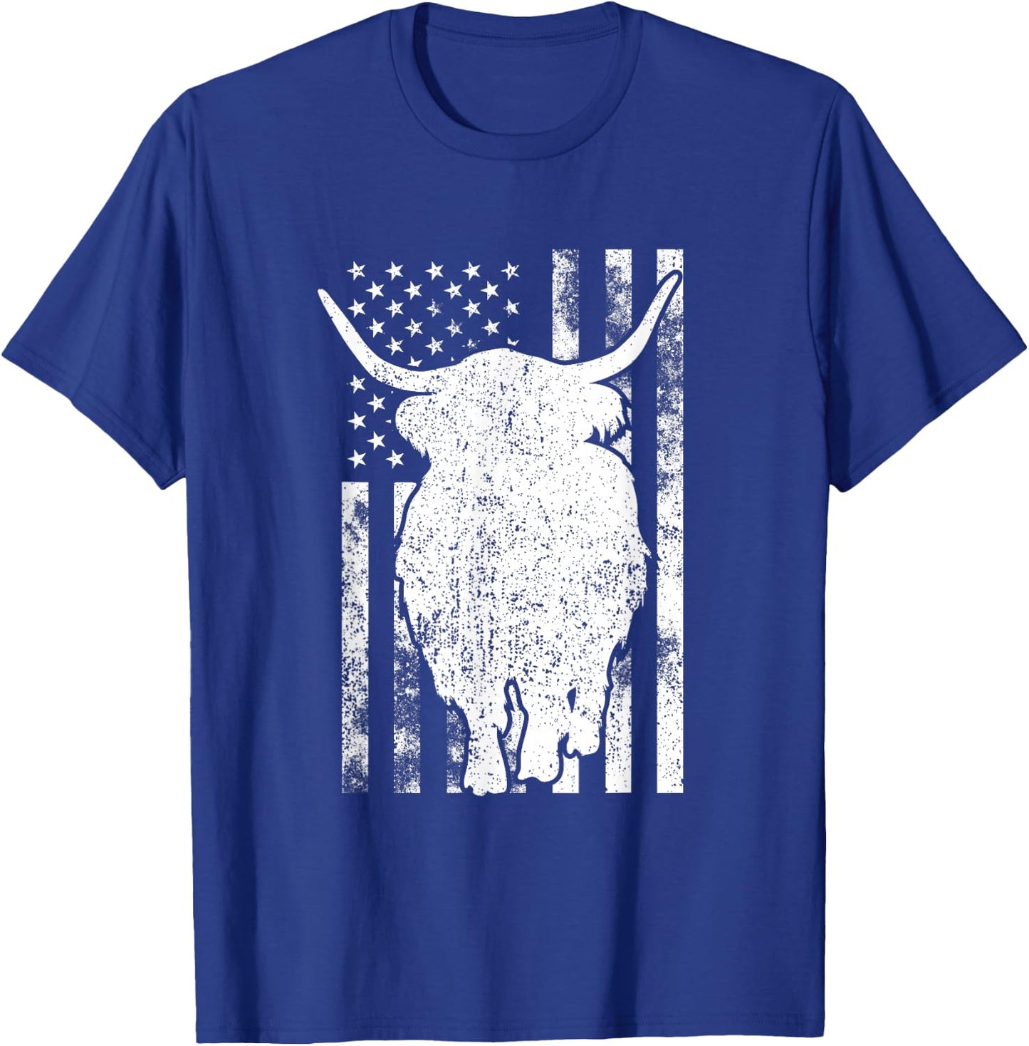 American Flag - Scottish Highland Cow For Cattle Farmer T-Shirt - T-Shirt | Royal