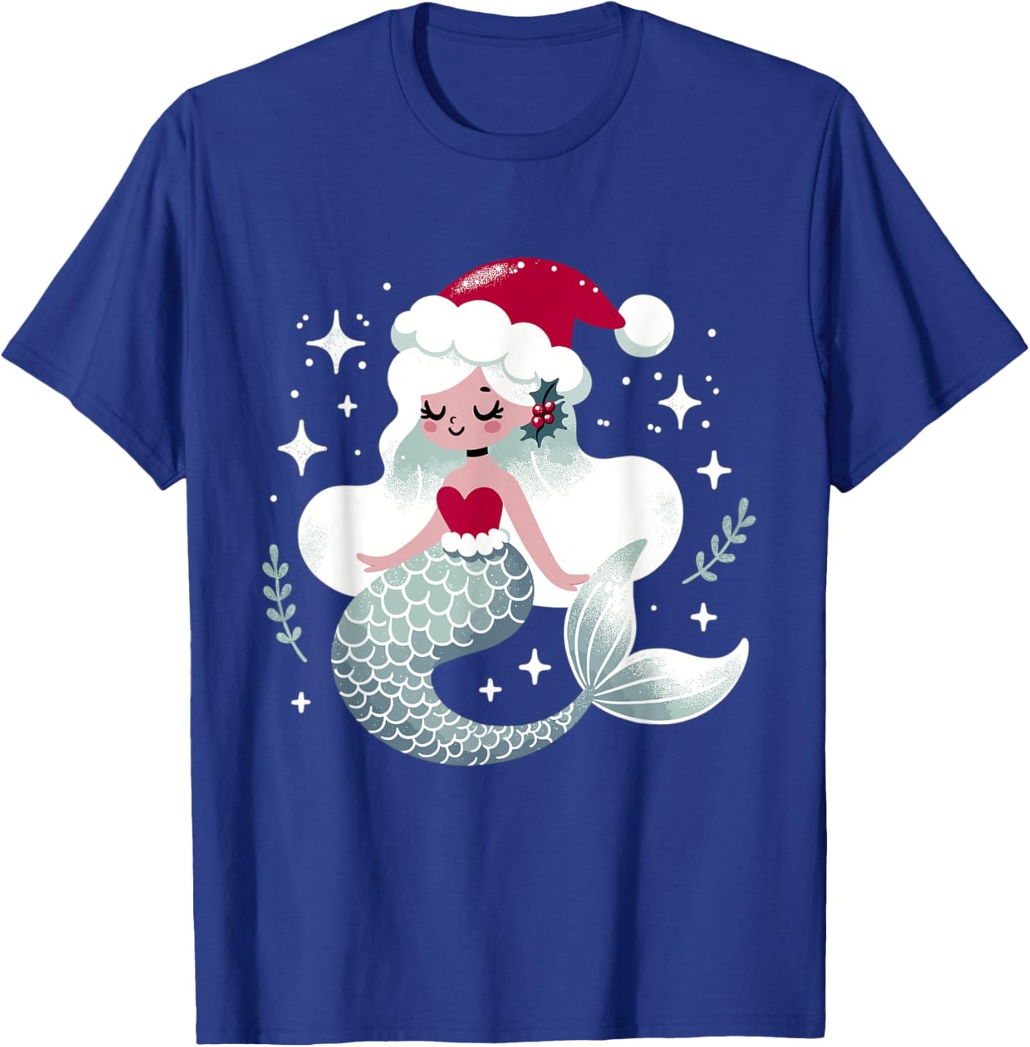 Cute Mermaid Santa Merry Christmas T-Shirt - T-Shirt | Royal