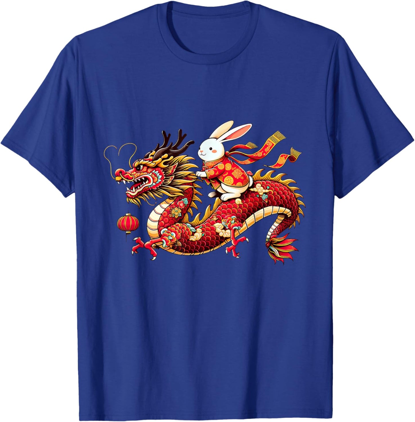 Rabbit ride Chinese Dragon Funny Happy New Year T-Shirt - T-Shirt | Royal