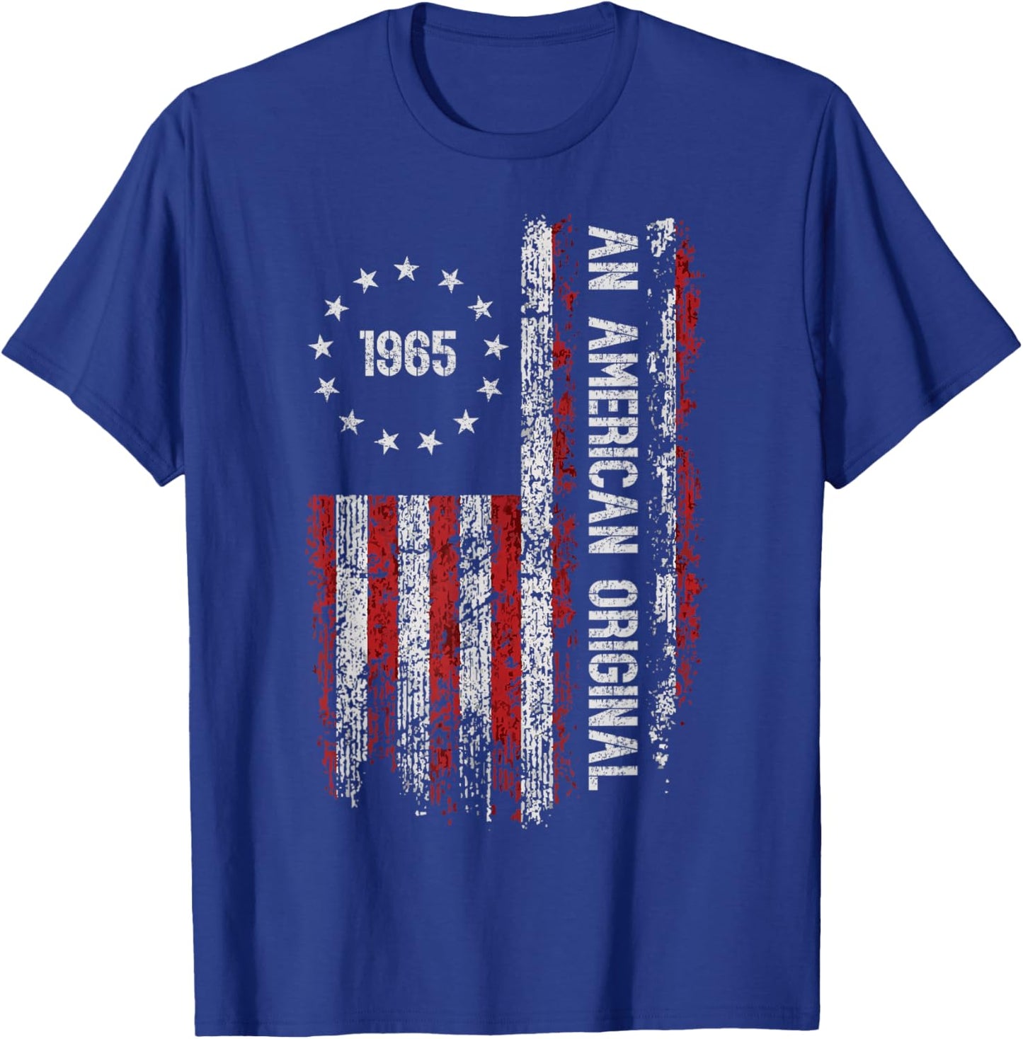 an American Original 1965 Birthday Vintage American Flag T-Shirt - T-Shirt | Royal