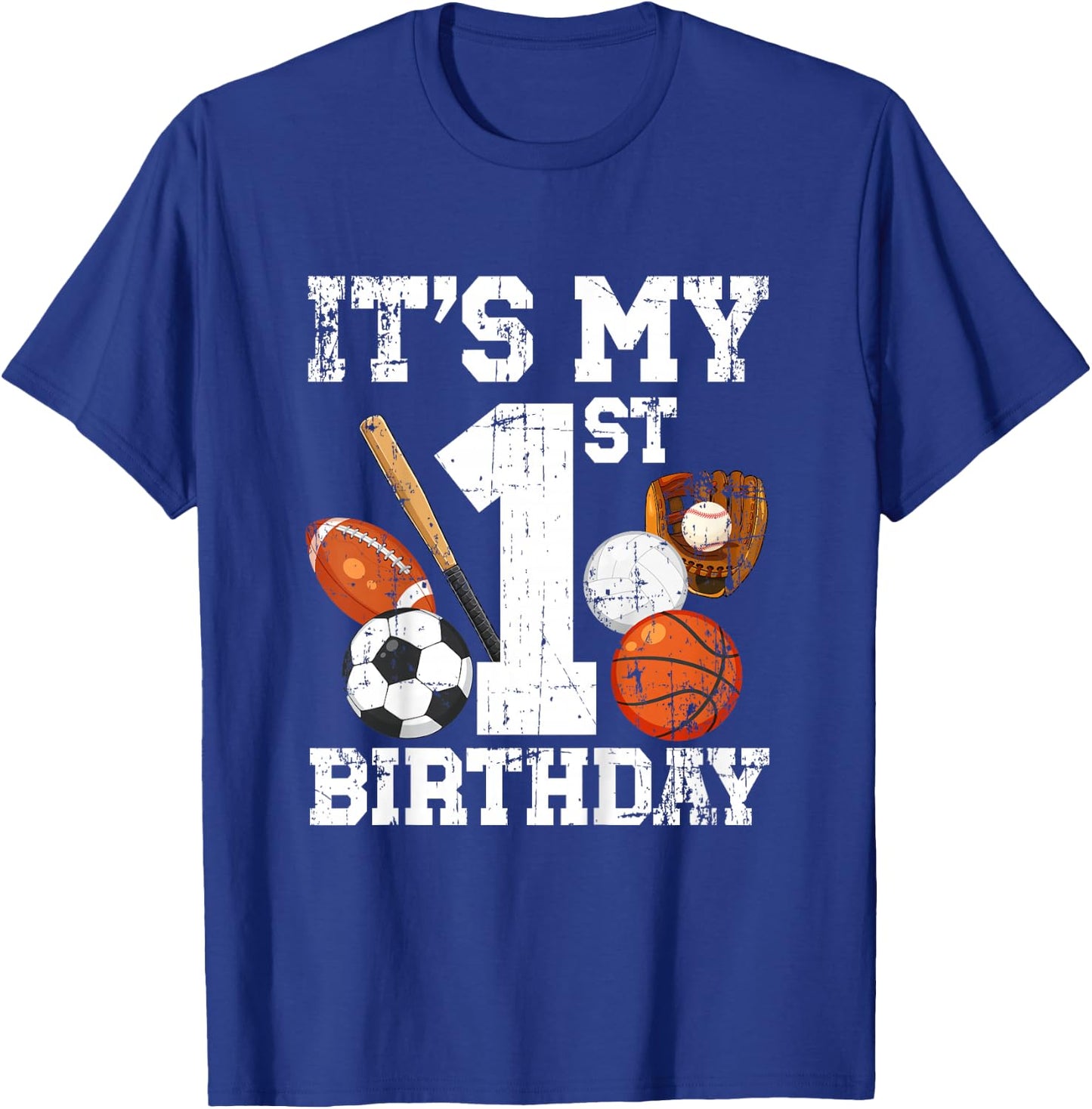 Kids 1st Birthday Sports Birthday Party One Year Old Boy Birthday T-Shirt - T-Shirt | Royal
