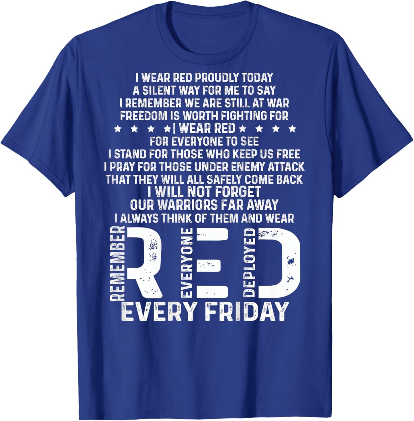 Red Friday Remember The Deployed Military Troops Poem T-Shirt - T-Shirt | Royal