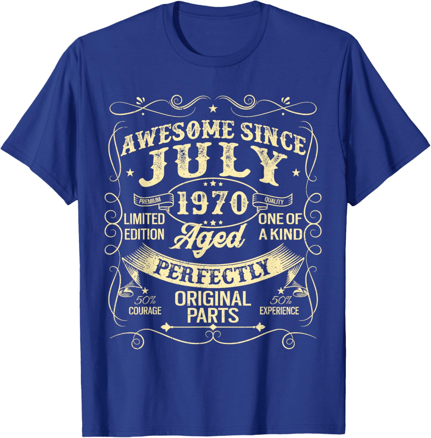 Awesome Since July 1970 Year Of Birth Birthday 1970 Vintage T-Shirt - T-Shirt | Royal