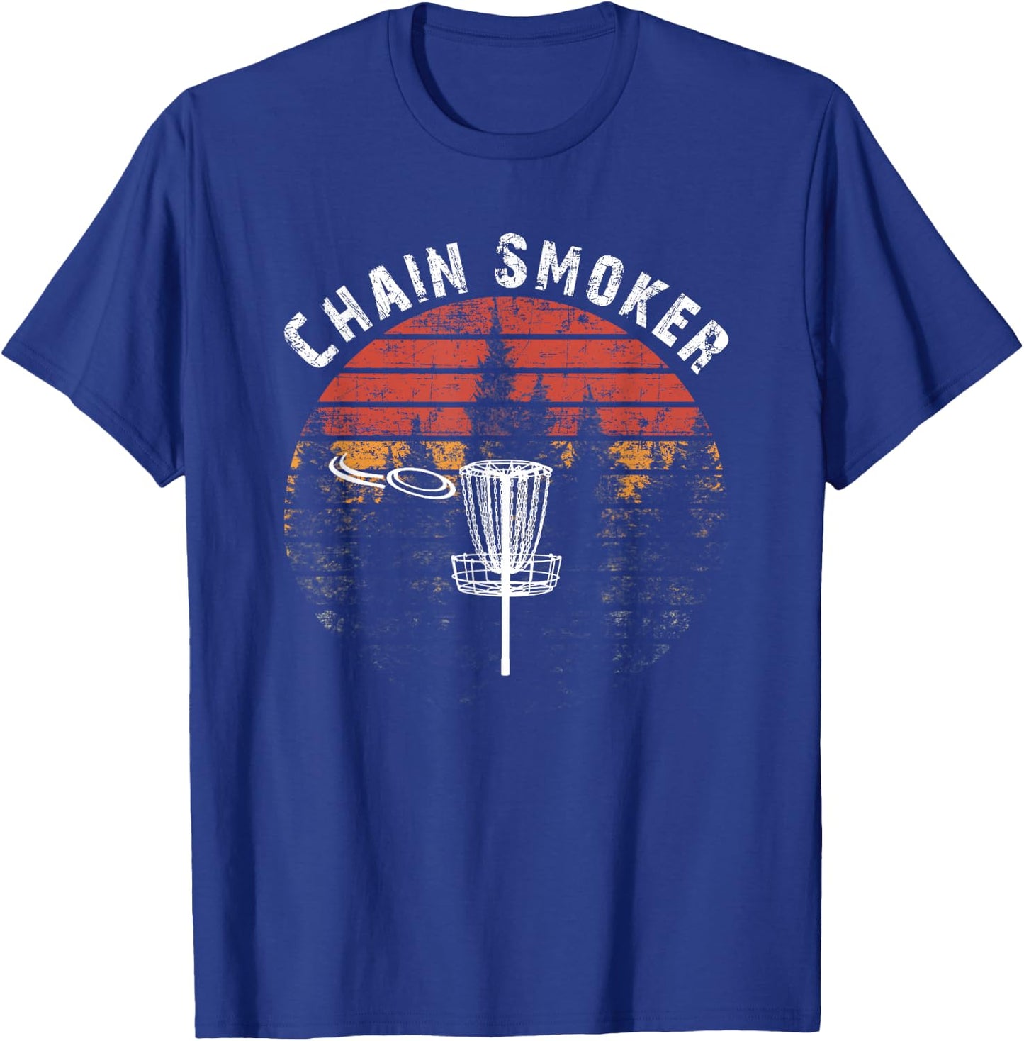 Chain Smoker Funny Disc Golf Frisbee Golfer Vintage Gift T-Shirt - T-Shirt | Royal