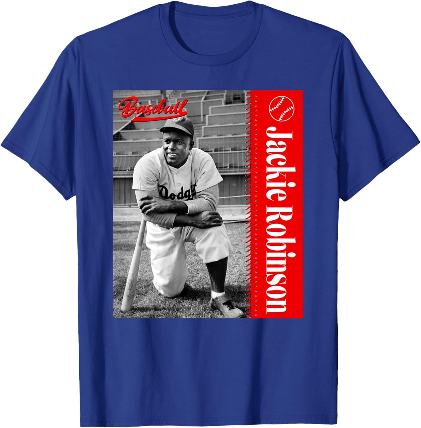 Jackie Robinson_Baseball_077_Back Printed T-Shirt - T-Shirt | Royal