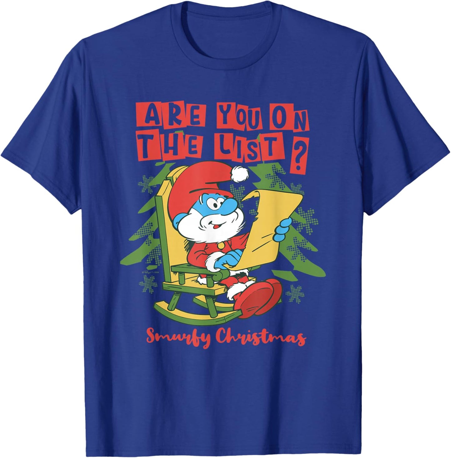 The Smurfs Christmas, Papa Smurf Are You On The List T-Shirt - T-Shirt | Royal