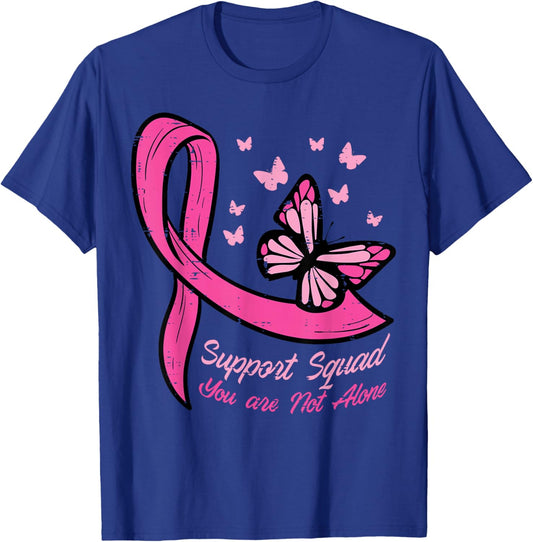 Breast Cancer Ribbon Butterfly Support Squad Women Men Kids T-Shirt - T-Shirt | Royal