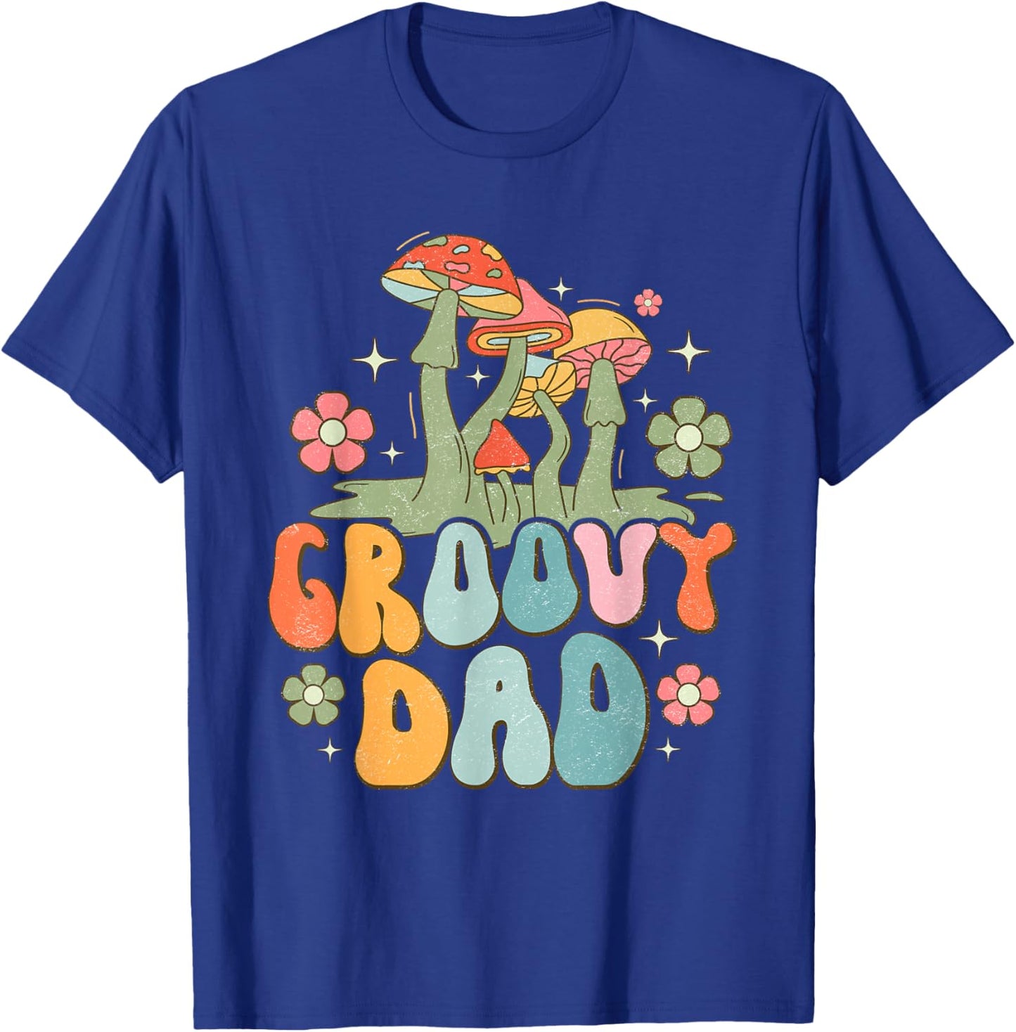 Groovy Dad Retro Mushrooms Father's Day T-Shirt - T-Shirt | Royal