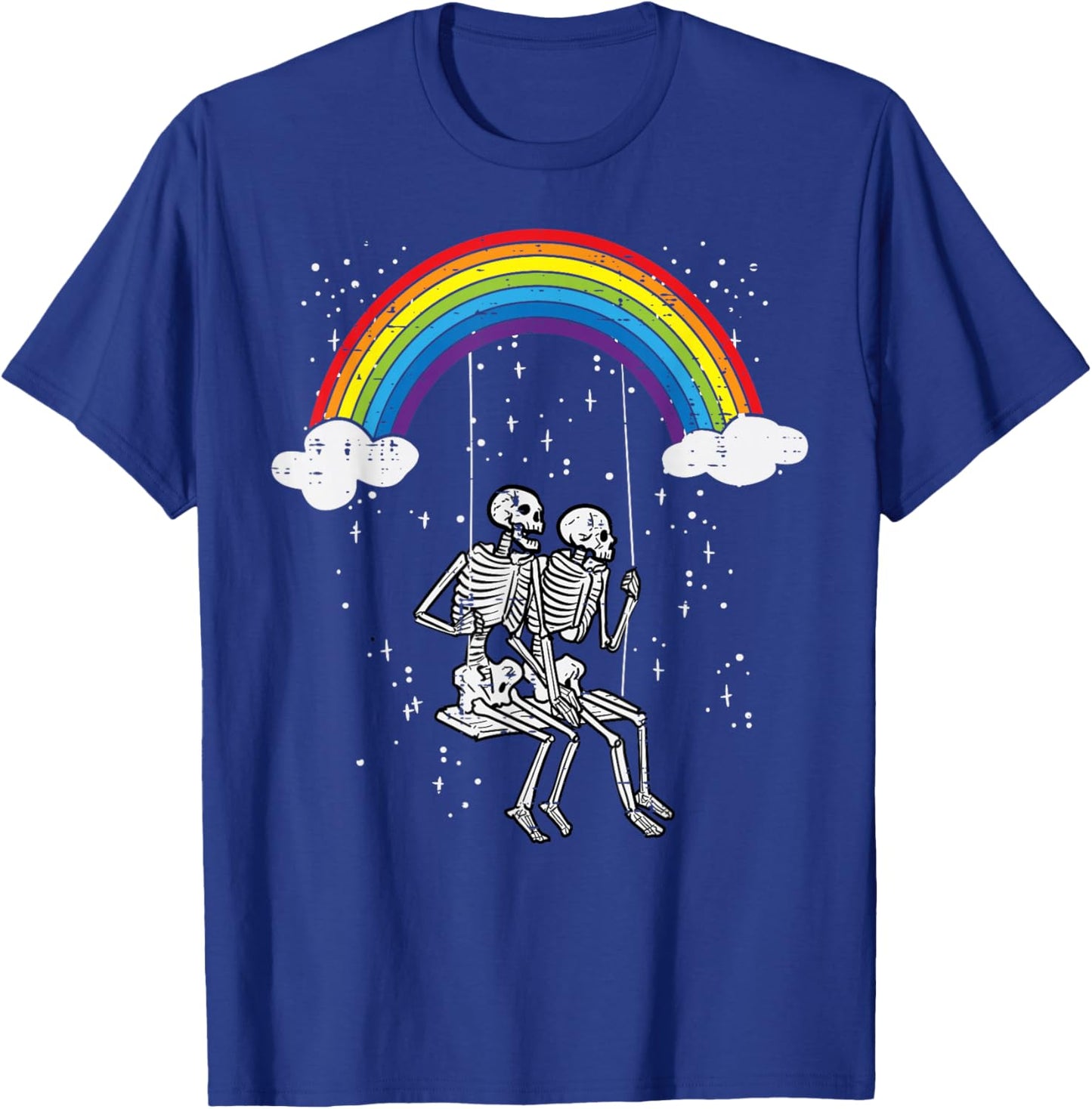 Halloween Skeletons Couple Rainbow Swing Costume Women Men T-Shirt - T-Shirt | Royal