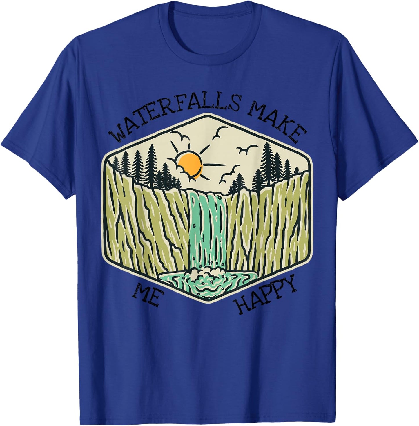 Nature Lover Waterfall Lovers Waterfall Happy Love Hiking T-Shirt - T-Shirt | Royal