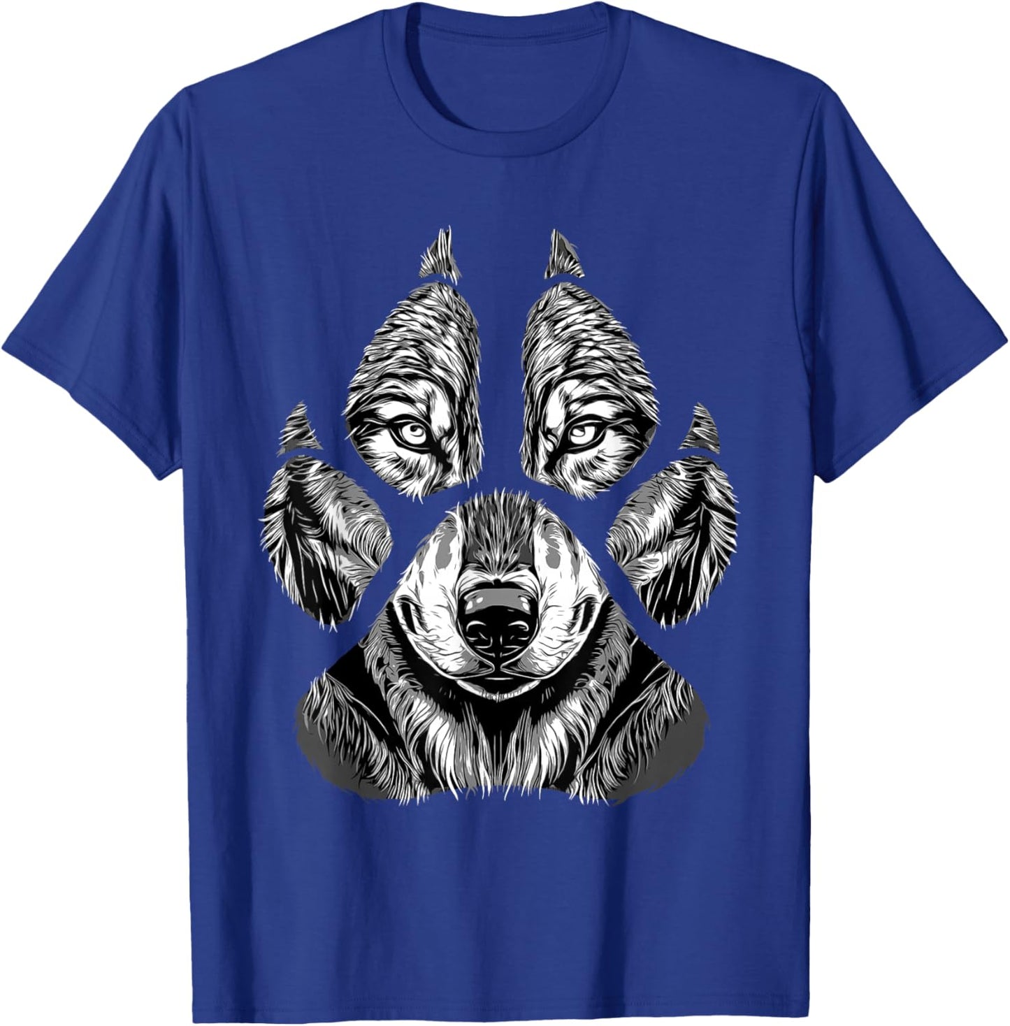 Wolf Face Footprints - Wildlife Animal Lover T-Shirt - T-Shirt | Royal