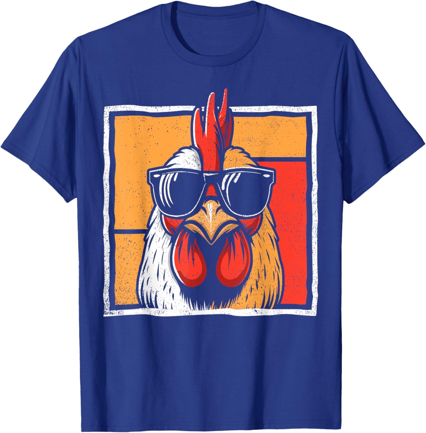 Chicken Sunglasses Retro Vintage Funny For Farmer Men Women T-Shirt - T-Shirt | Royal