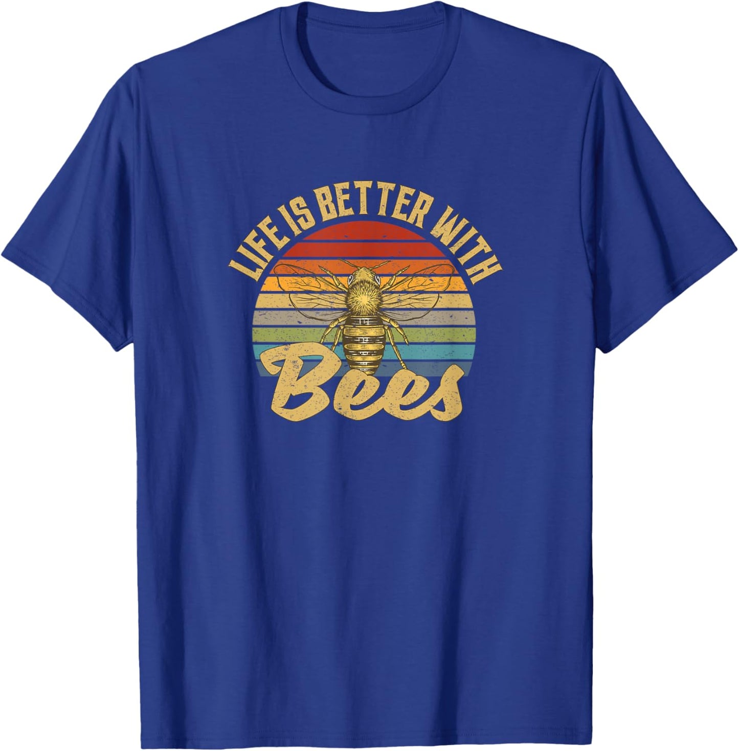 Life Is Better With Bees Retro Vintage T-Shirt - T-Shirt | Royal