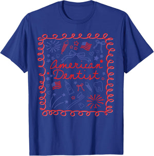 American Dentist 4th July Dental Hygienist Coquette Tooth US T-Shirt - T-Shirt | Royal