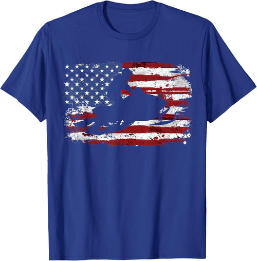 Snowmobile Vintage American Flag