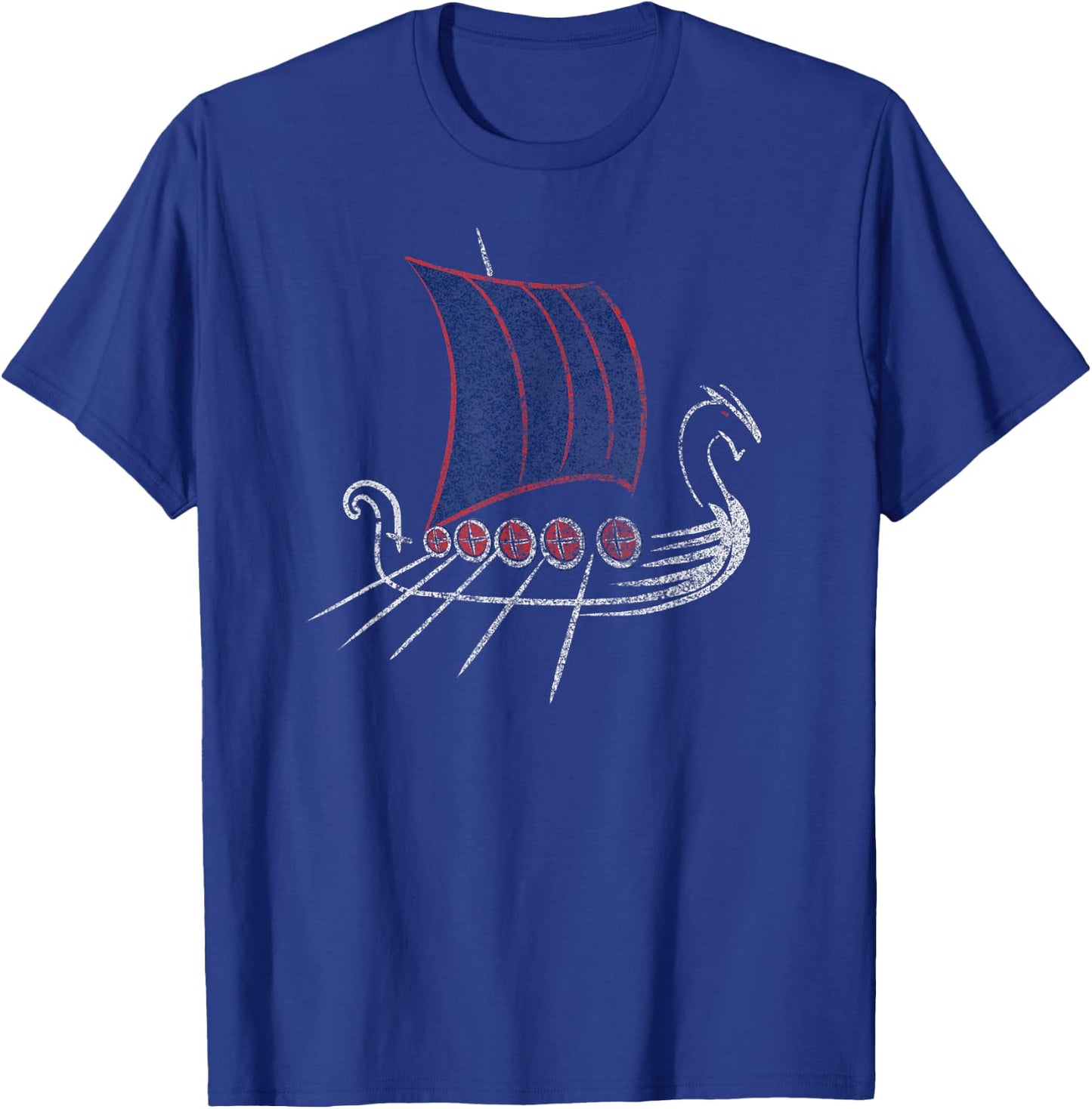 Norway Viking Ship Drawing Grunge T-Shirt - T-Shirt | Royal