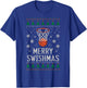 Merry Swishmas X-Mas Basketball Ugly Christmas Sweater Style T-Shirt - T-Shirt | Royal