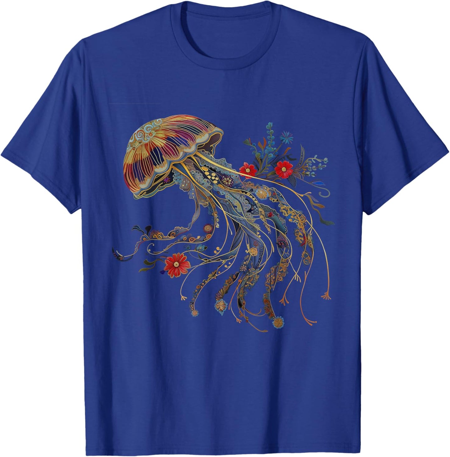 Jellyfish Floral Vintage Flowers Ocean Scuba Diving Diver T-Shirt - T-Shirt | Royal