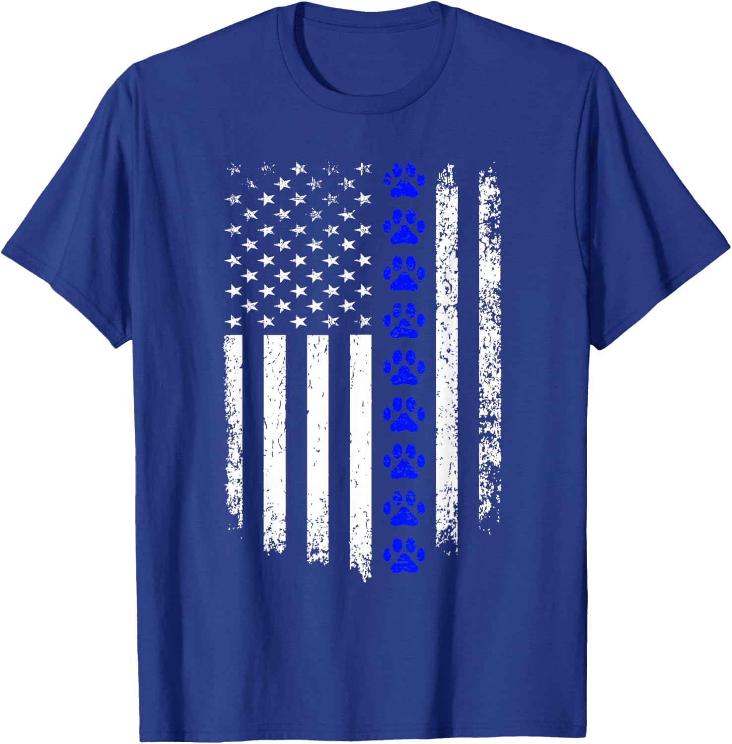 K-9 Unit Thin Blue Line Dog Paw Flag Patriotic Police T-Shirt - T-Shirt | Royal
