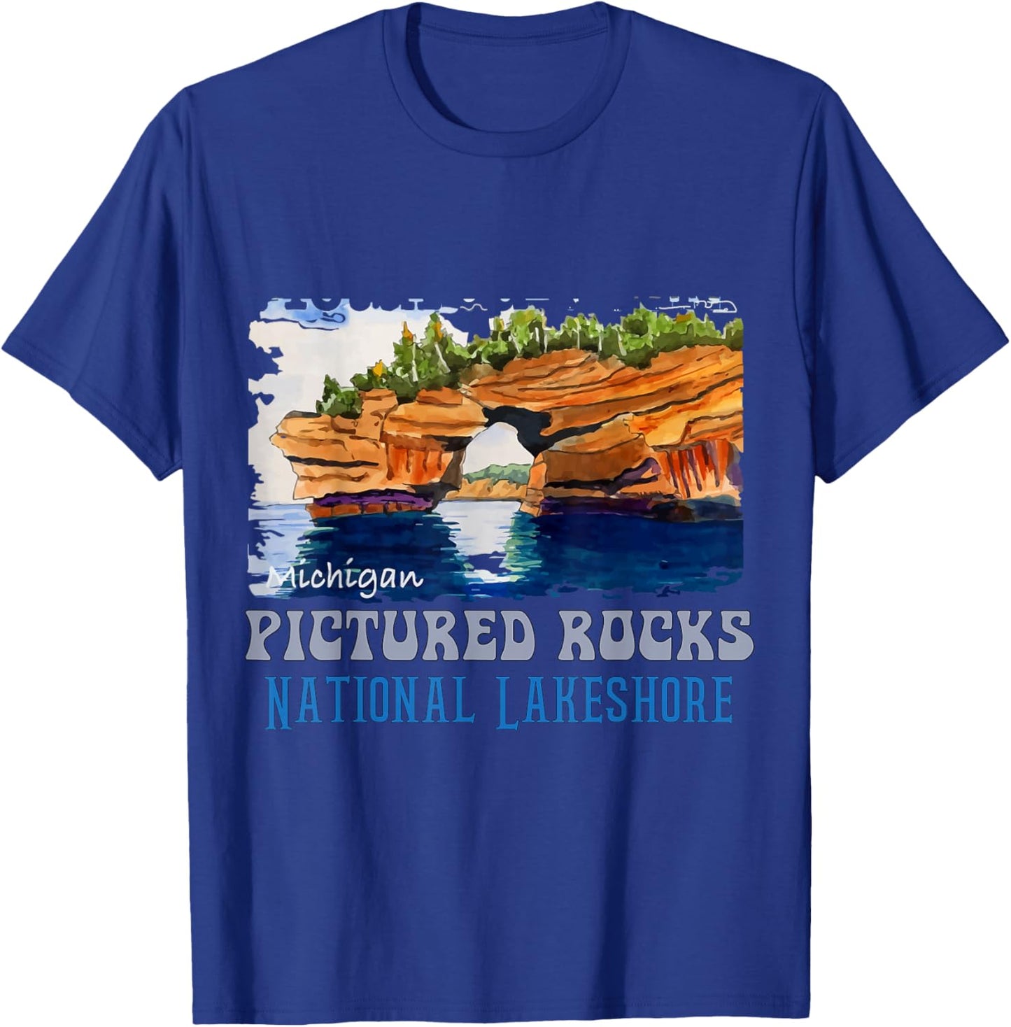 Pictured Rocks Lakeshore US state of Michigan Vintage parks T-Shirt - T-Shirt | Royal