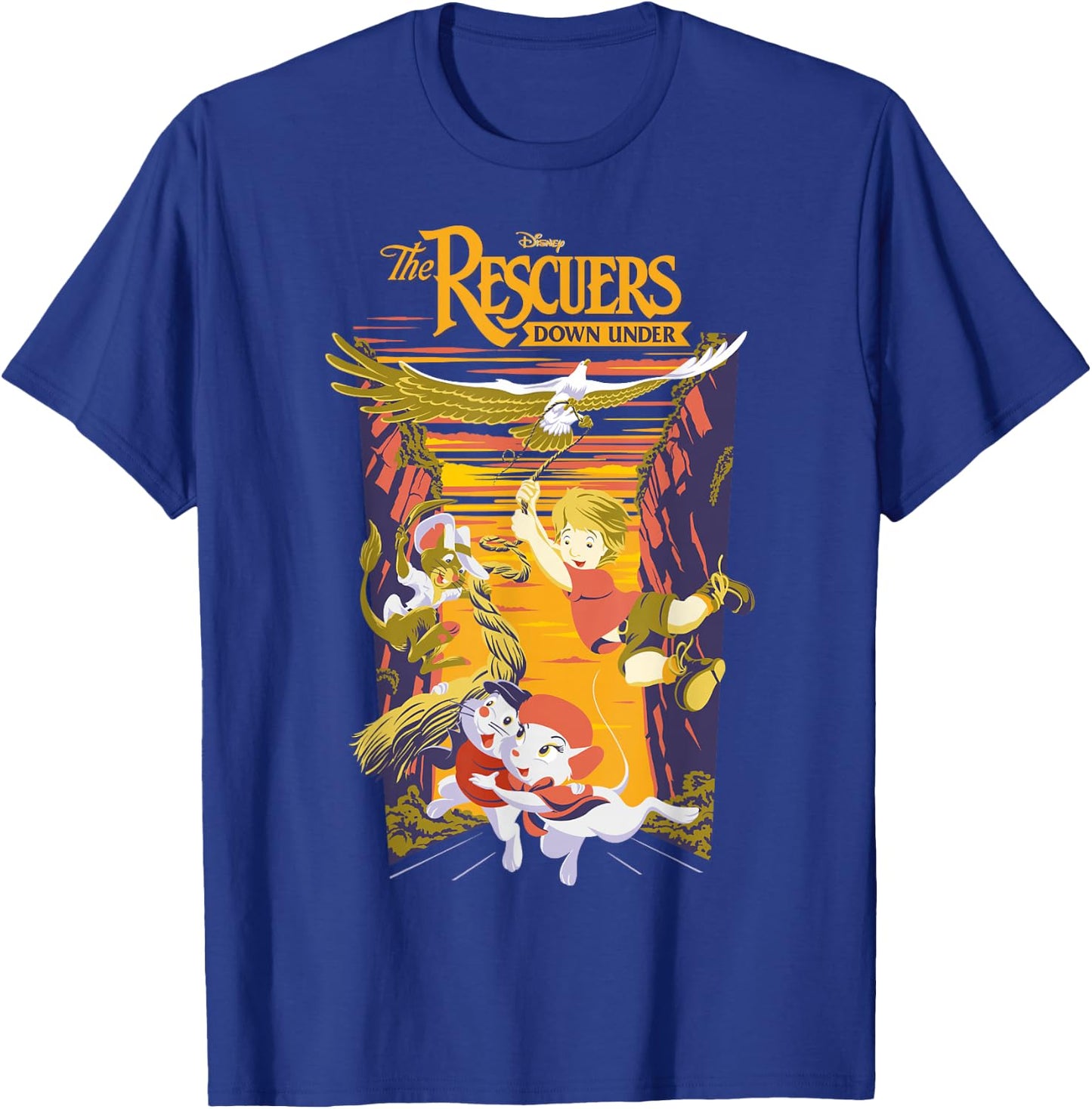Disney The Rescuers Down Under Group Shot Sunset Poster T-Shirt - T-Shirt | Royal