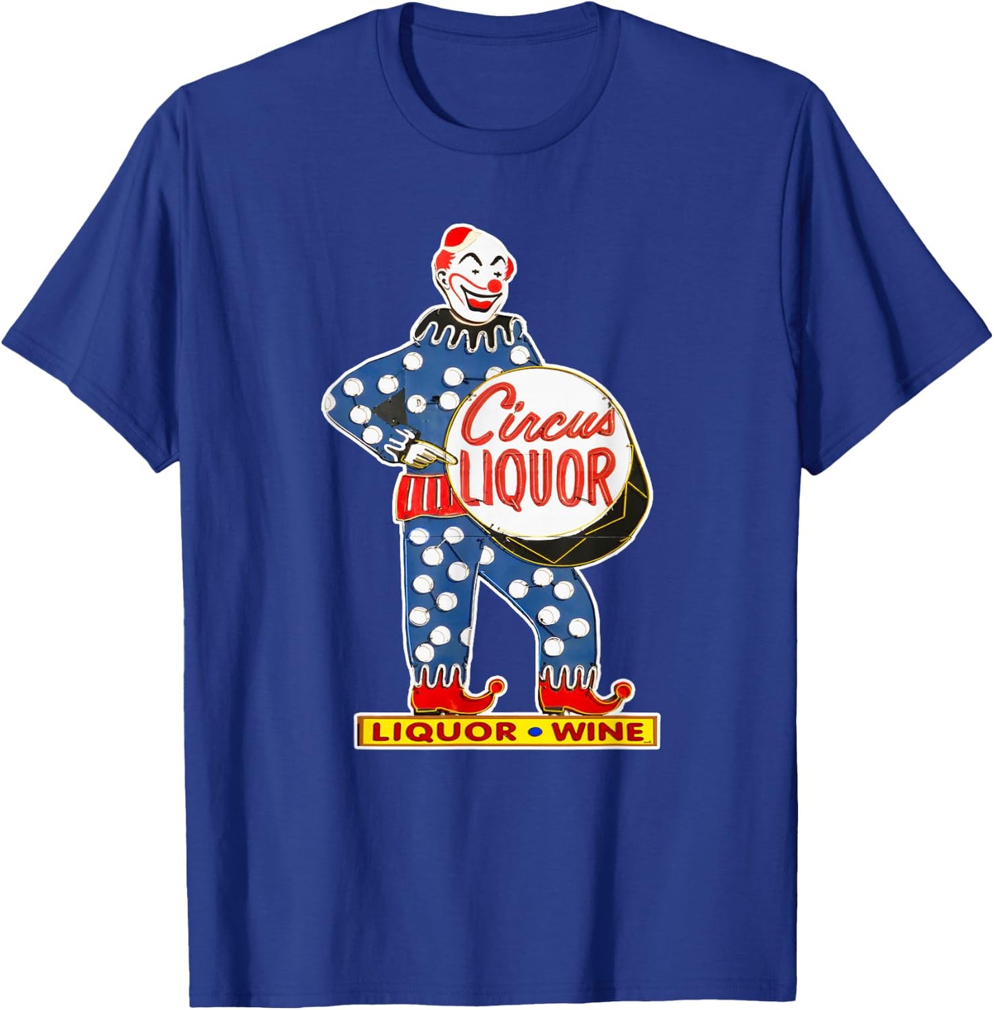 CIRCUS LIQUOR Classic - Black, -Adults, Small, Short Sleeve, Classic Fit, Cotton Blend, Novelty, Cartoon, Retro, Bar Enthusiasts, Cartoon Fans T-Shirt - T-Shirt | Royal